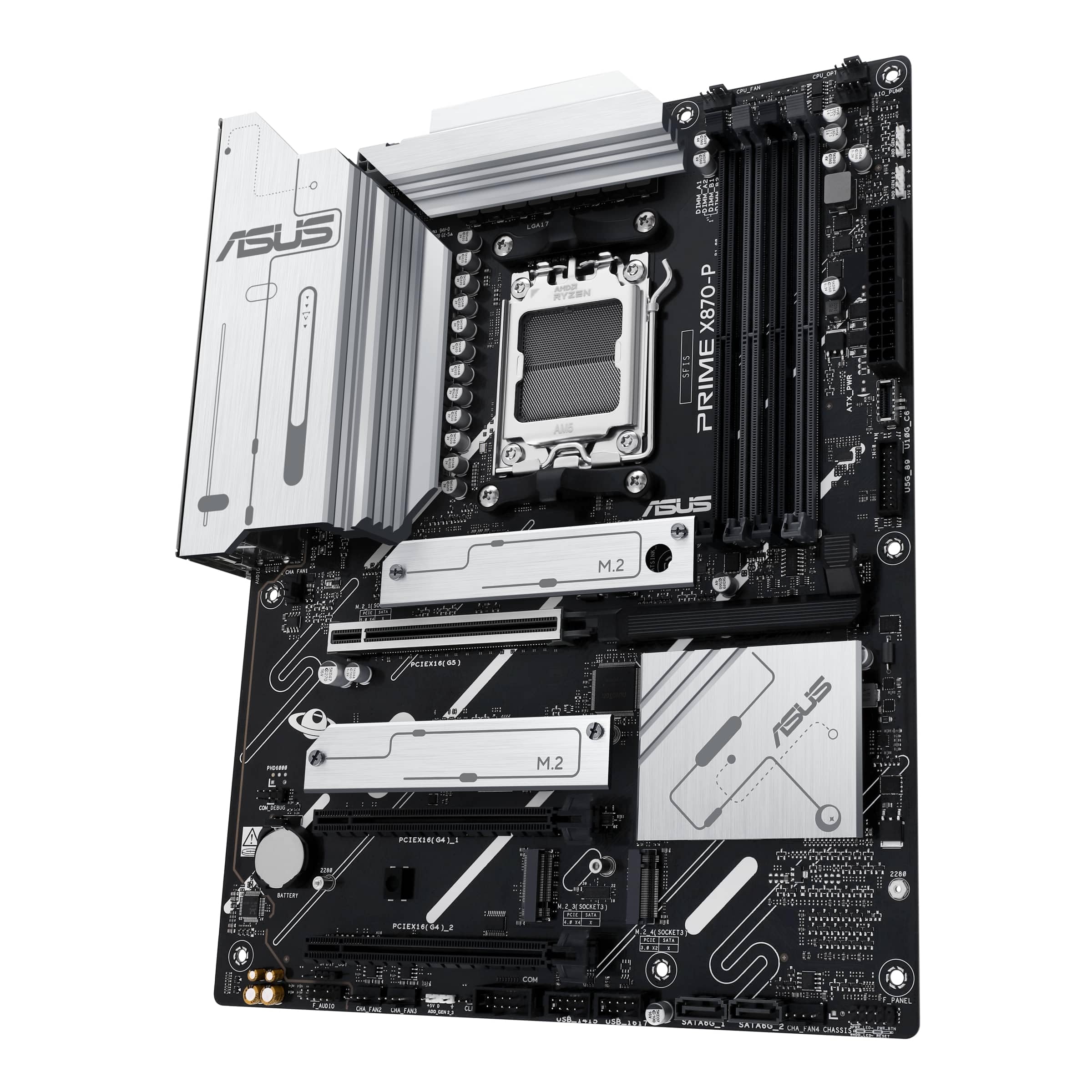 ASUS Prime X870-P – Carte mère Gaming AMD Ryzen AM5 X870 ATX (DDR5, 14+2+1 (80A) DrMOS, PCIe 5.0, 4 x M.2, USB 40Gbps Type-C, HDMI, Aura Sync RGB)