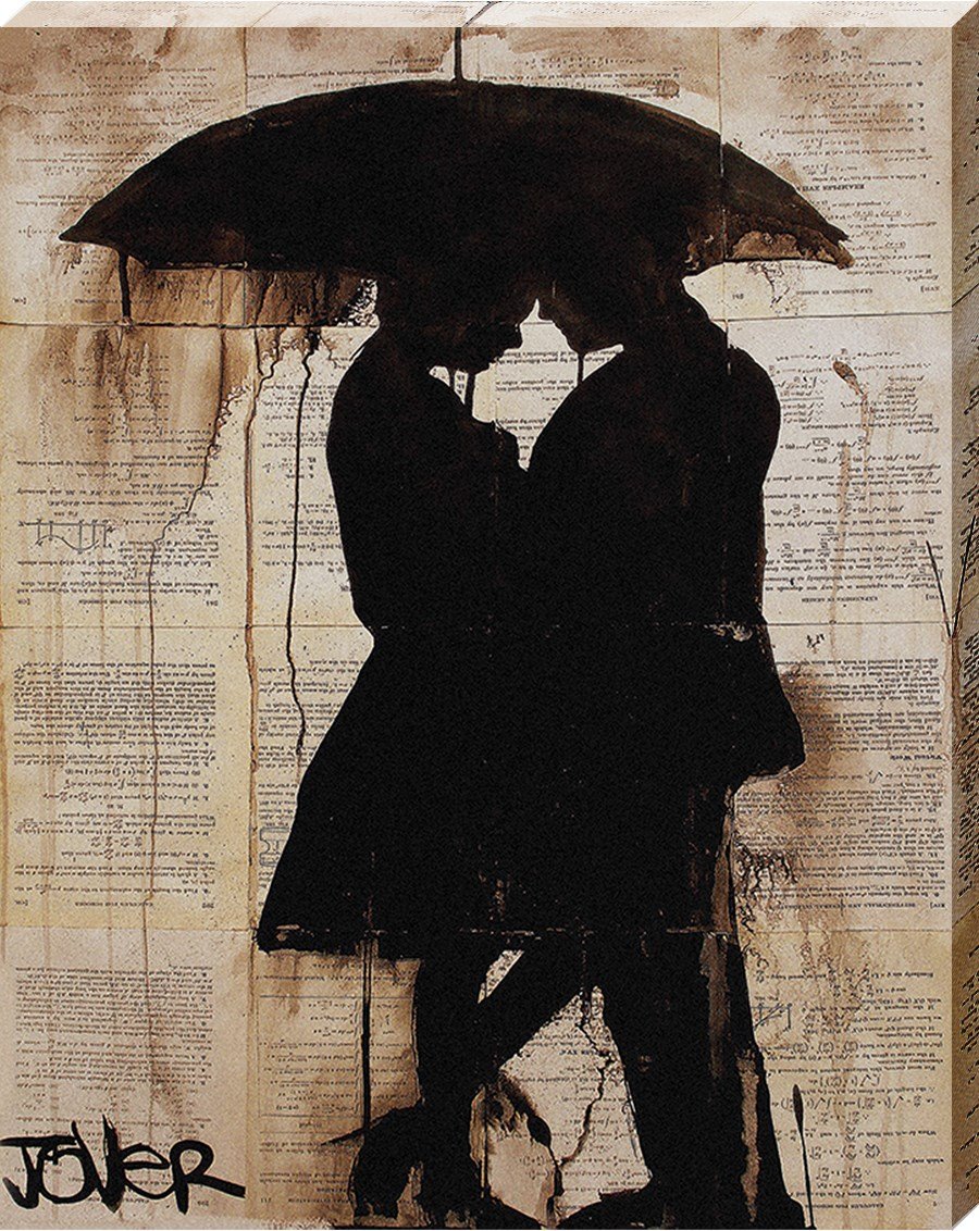 Loui Jover "Rain Lovers" Canvas Print, Cotton, Multi-Colour, 3.20 x 40.00 x 50.00 cm