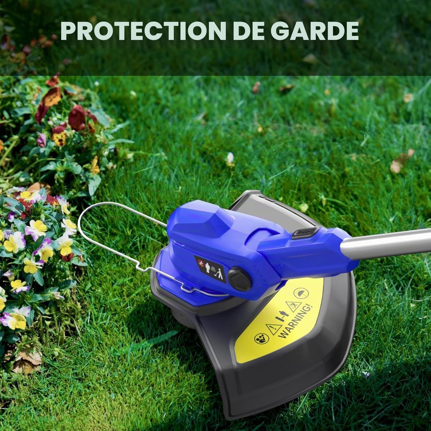 Coupe-Bordure sans Fil avec 2X 2.0Ah Batteries et Chargeur – Débroussailleuse Électrique Ultralégère 1,9kg, Largeur 30cm, 9000RPM, 3 Bobines – Idéal pour Finitions de Pelouse (Bleu Foncé)