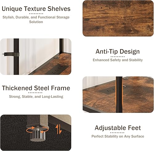 Miniatura 7 de Mini soporte para refrigerador con almacenamiento, microondas y mini soporte para refrigerador con toma de corriente, barra de café, panadería de