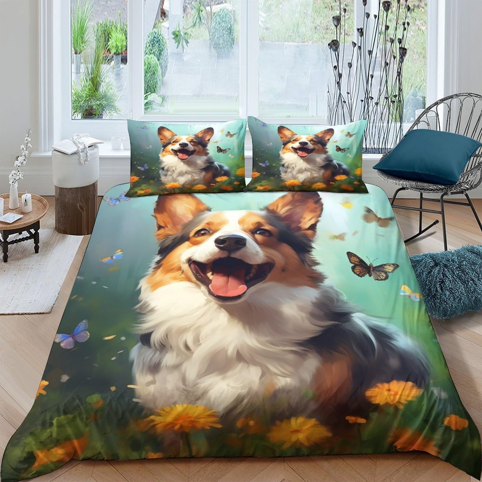Housse de couette Corgi hypoallergénique et douce pour un sommeil réparateur