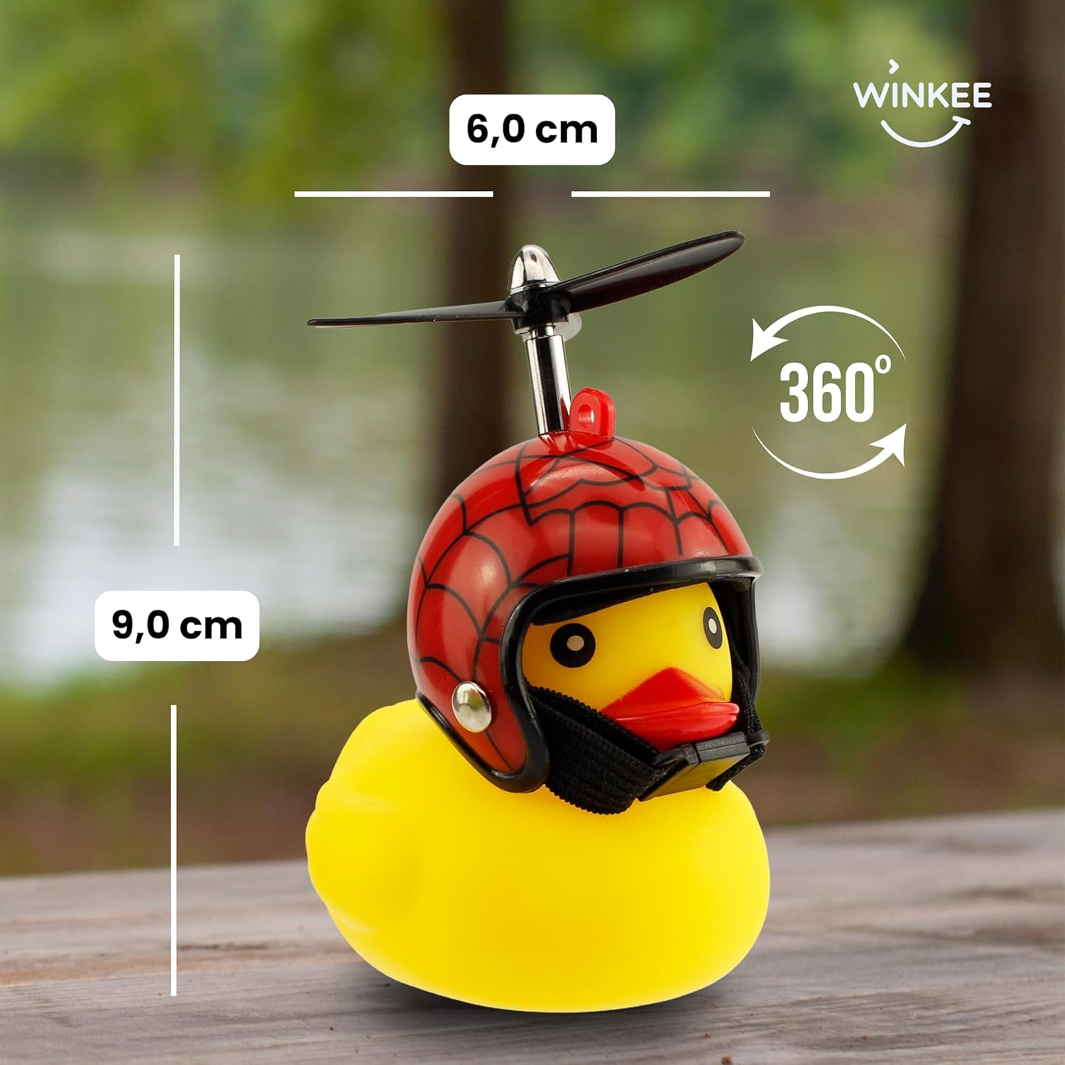Winkee - Bicycle Squeaky Duck with Helmet | The Cute Bicycle Horn with Helmet and Propeller | Squeaky Duck Bicycle - Cat | Duck - Kitten with Helmet | Rubber Bike Decoration