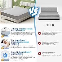 Vista 4 de Calmbee Grounding Sheets - Sábanas tamaño Queen, 10% fibra de plata pura + 90% algodón orgánico, sábanas de tierra conectadas a tierra