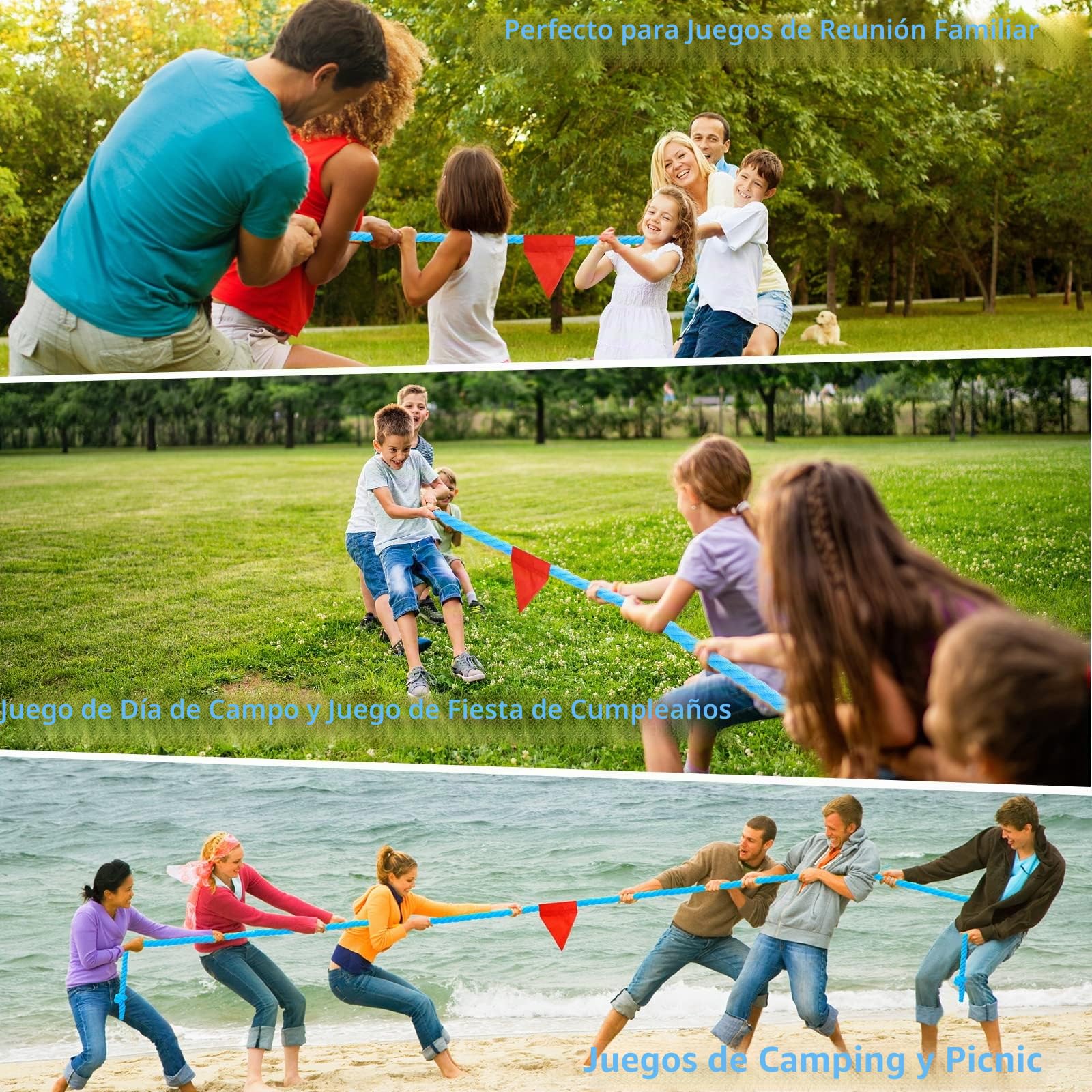 CWLAKON Cuerda de Juego para Niños y Adultos, Día de Campo, Juegos de Fiesta de Cumpleaños, Juegos al Aire Libre, Picnic, Carnavales y Actividades de Construcción de Equipos, 6M, Azul