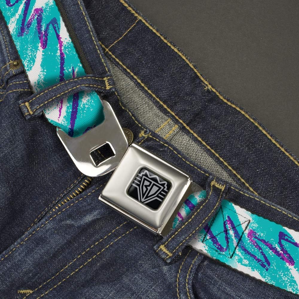 Buckle-Down Belt Seatbelt Buckle White Teal Purple Mens Womens Kids Adjustable
