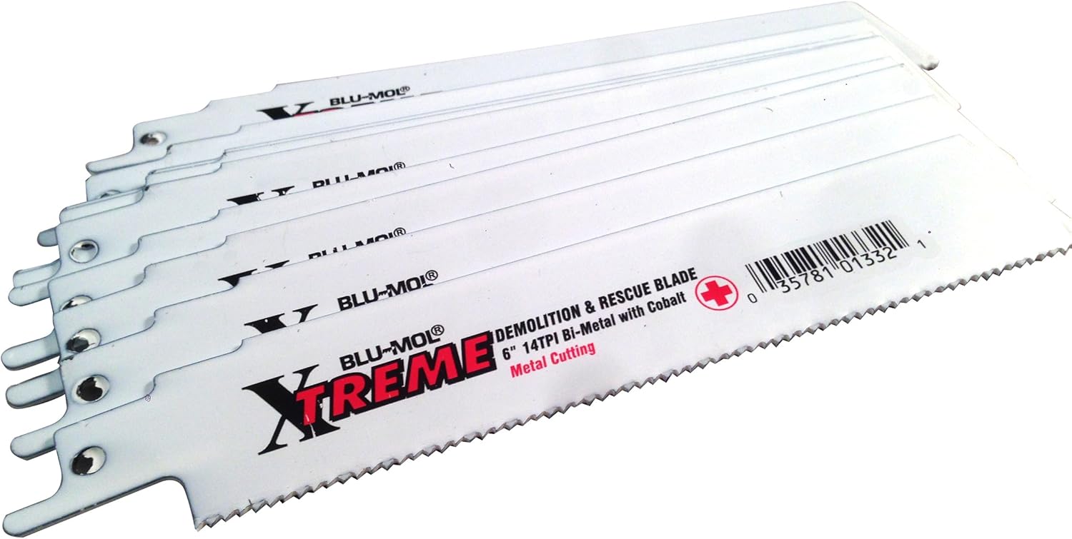 Disston E0102830 6 by 1 by .042-Inch Blu-Mol Xtreme Bi-Metal Demolition Reciprocating Saw Blades, Metal Cutting, 14 Teeth per Inch, 150 by 25 by 1.1mm (10-Pack)