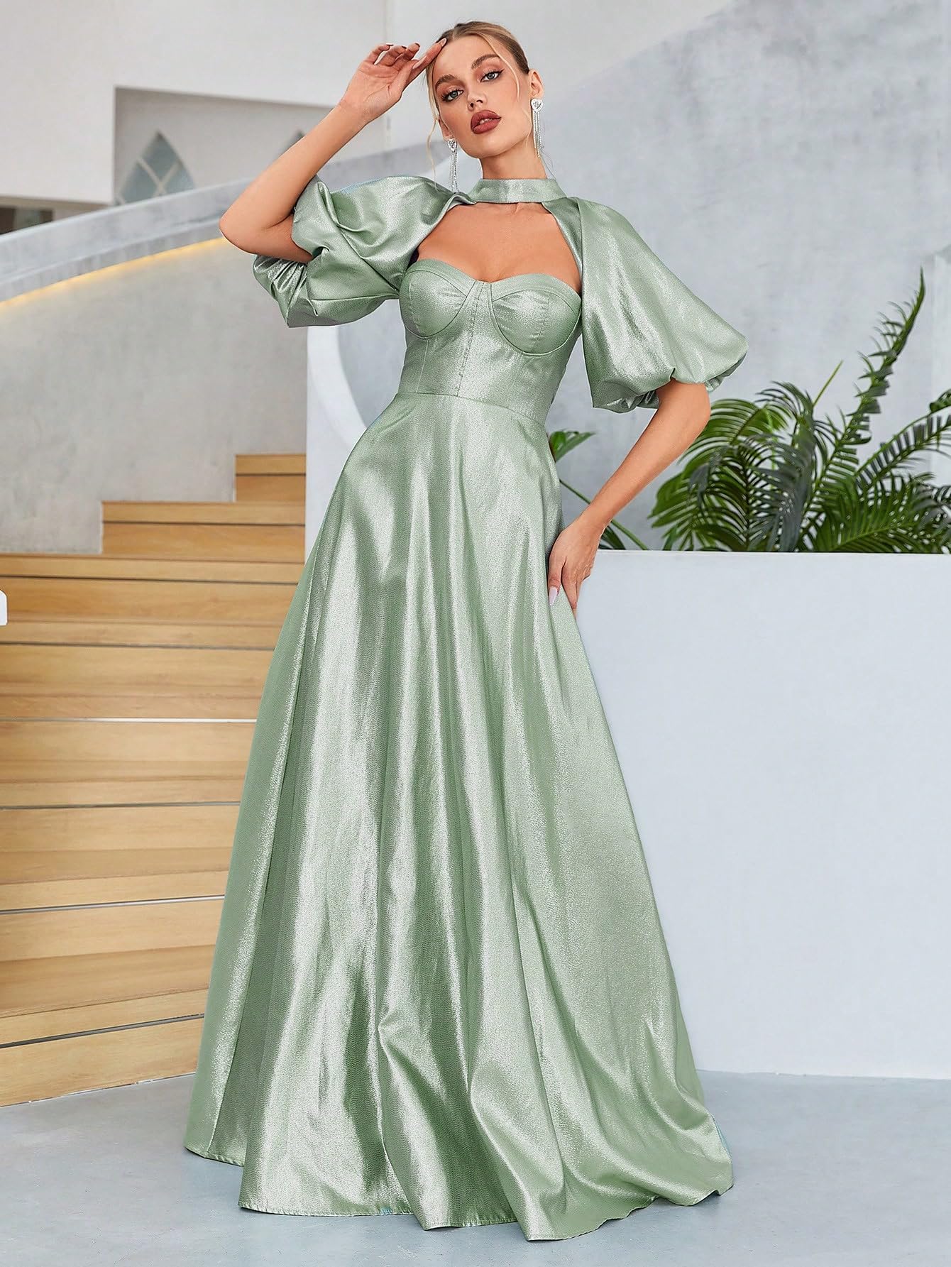 slim fit dress slacks A-Line Spaghetti Straps Backless Mint Green Lace Short Prom Dress, Bac –  abcprom main image 1