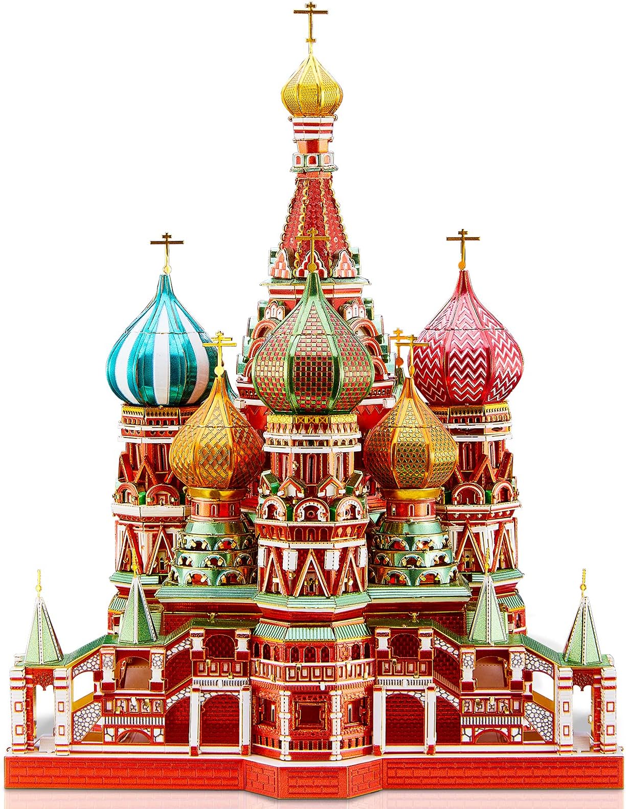 Piececool 3D Metal Puzzle Model Kit - Saint Basil’s Cathedral - 711 Pcs - Brass - Assembly & Disassembly - Advanced - 14+ Years - 7 Sets - 8 Items - 711 Count - L12.2cm×W9.8cm×H16.3cm