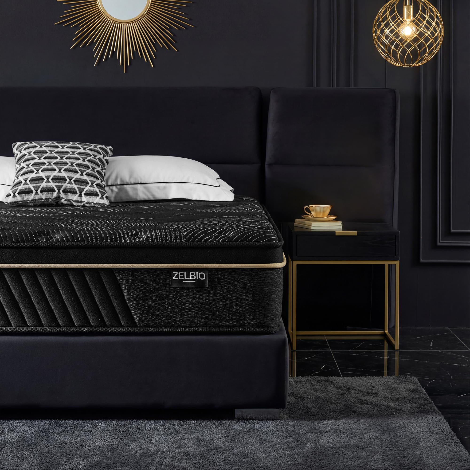Gel Memory Foam Mattress 12 Inch Hybrid Full XL Mattress, Premium Knitted Fabric Cover, Pocket Coil Support, Motion Isolation, CertiPUR-US