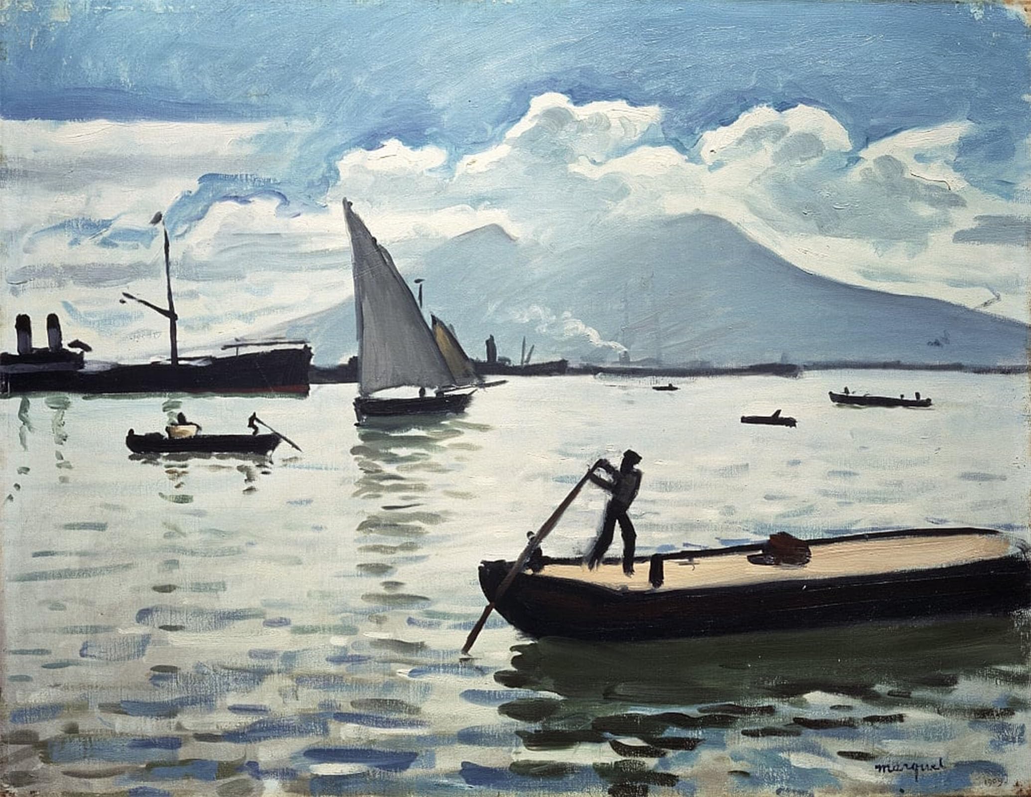 SERENDIPITP Vintage Picture Print on Canvas Wall Art Poster the Bay of Naples by Albert Marquet Artwork Print Poster for Wall Decor 60x90cm