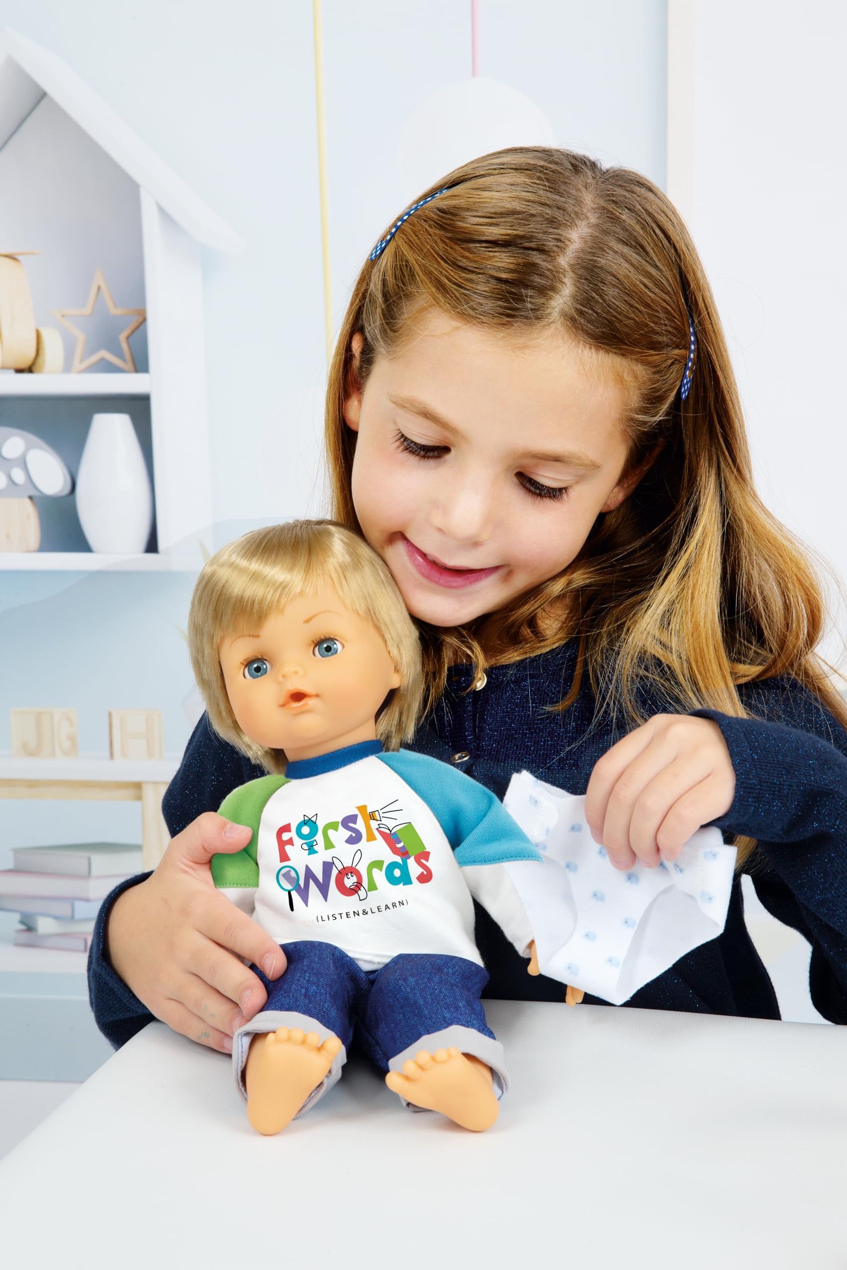 Cicciobello Erste Wörter Babypuppe, interaktives Spielzeug mit Geräuschen, sprechende Puppe für Kleinkinder, Rollenspiel, Geschenk ab 2 Jahren