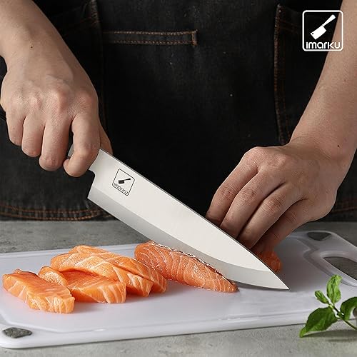 Miniatura 6 de imarku Cuchillo de chef profesional japonés de 8 pulgadas, 7Cr17MoV, cuchillo de pelar de acero inoxidable de alto carbono, mango ergonómico, rasor