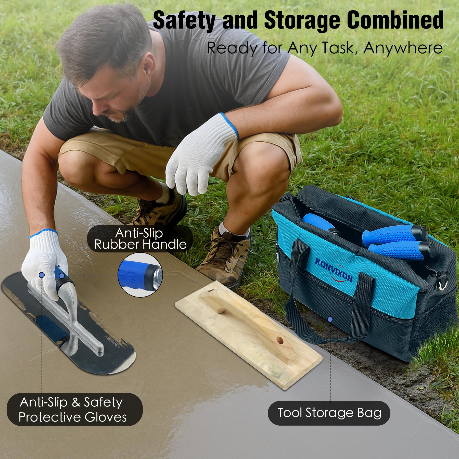 Concrete Trowel Set - 10 Piece Masonry Tool Kit -7