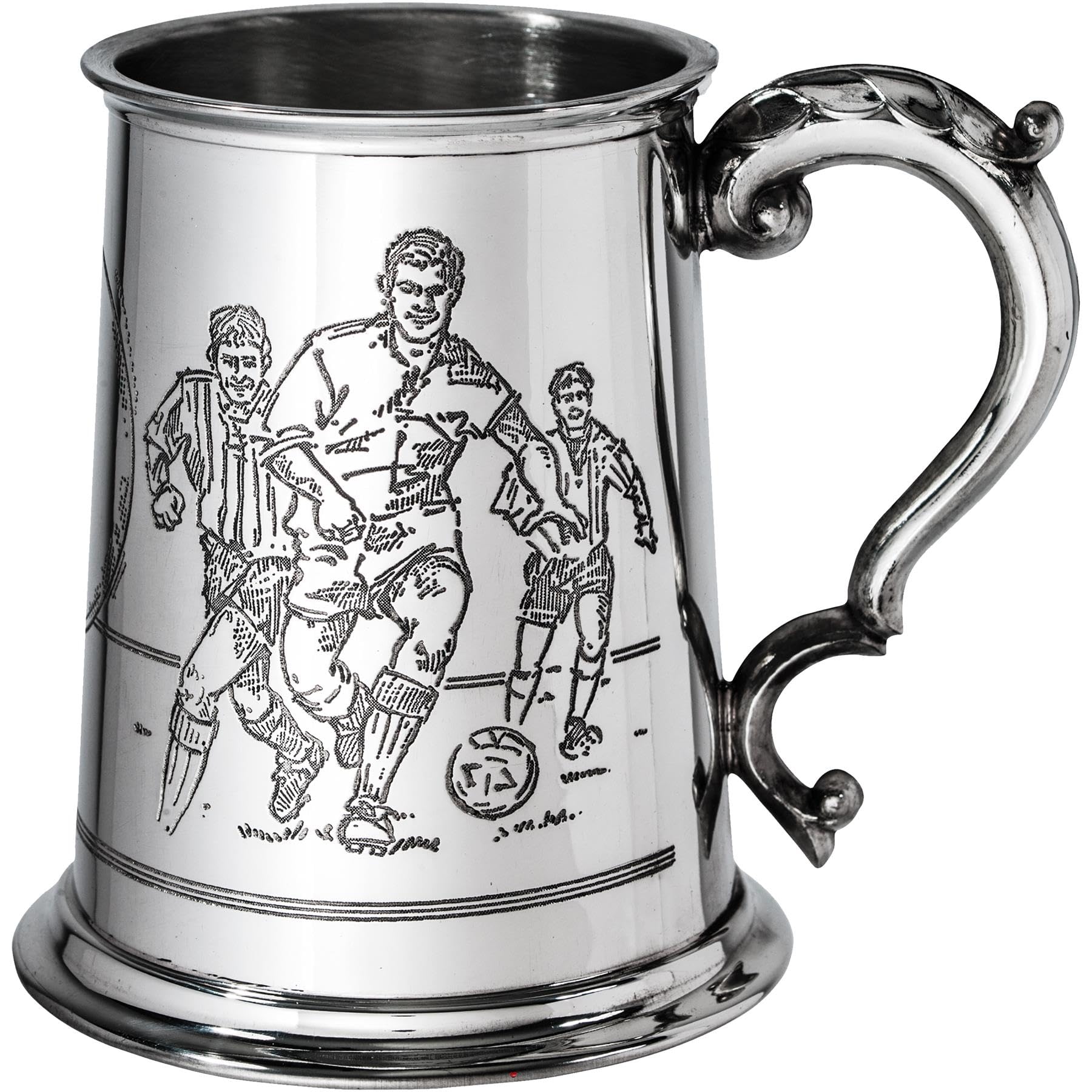 Chope de bière en étain gravable 1 pinte : cadeau football personnalisé lourd jauge