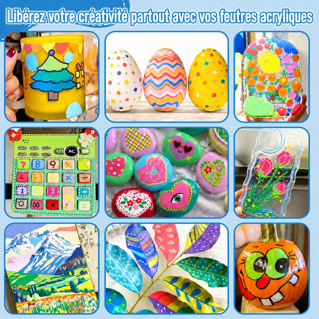 NICETY 264 Feutres Acryliques à Pointe Pinceau - Marqueurs Peinture à l'Eau Multi-Supports pour Pierre, Bois, Céramique, Verre - Pointe Flexible 1-6mm pour Artistes, Débutants et Adultes