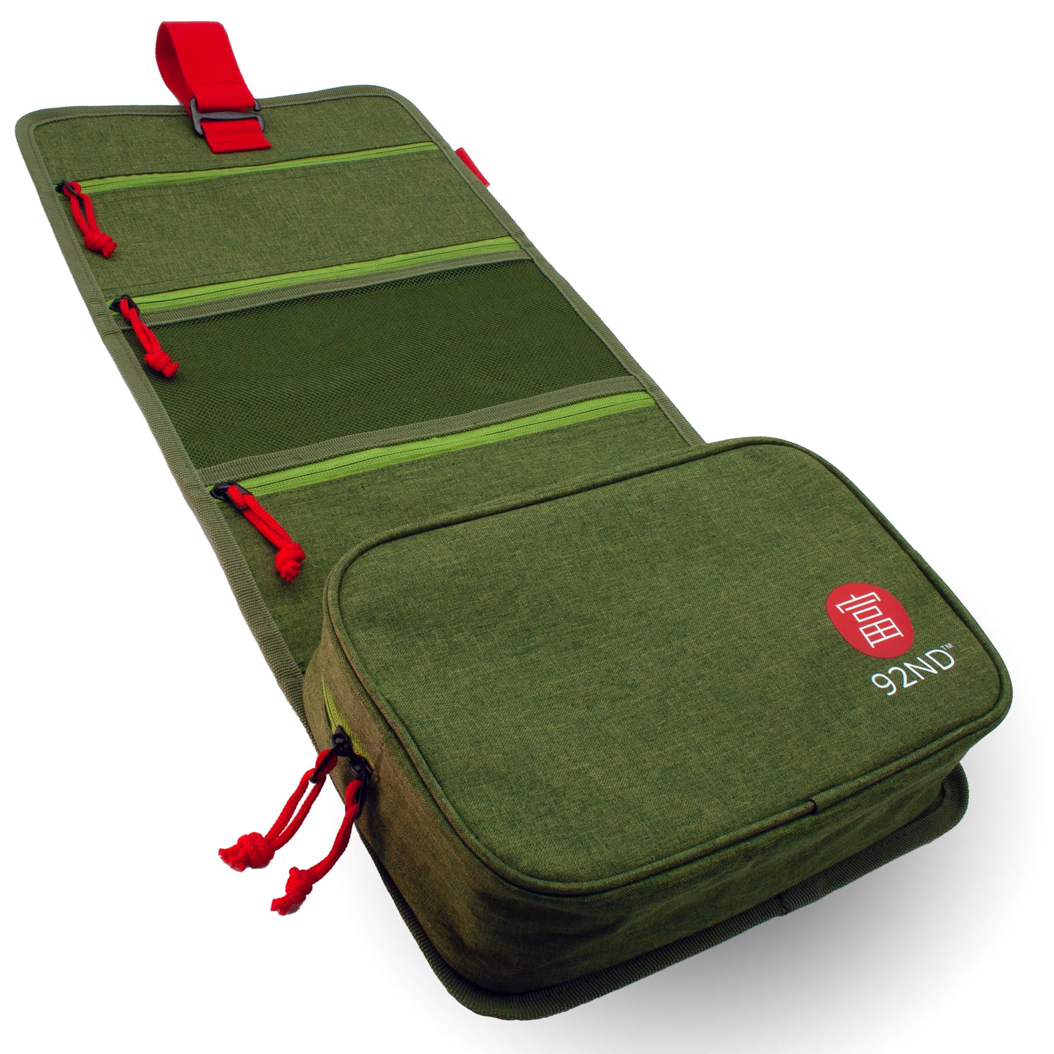 92ND.Supply Washroll - Borsa da toilette da appendere, impermeabile, verde, 4 l, con gancio e scomparto inferiore rimovibile, viaggio e uso quotidiano