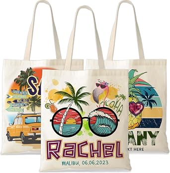 Personalized Canvas Tote Bags for Women with Name, Custom Beach Travel Gift