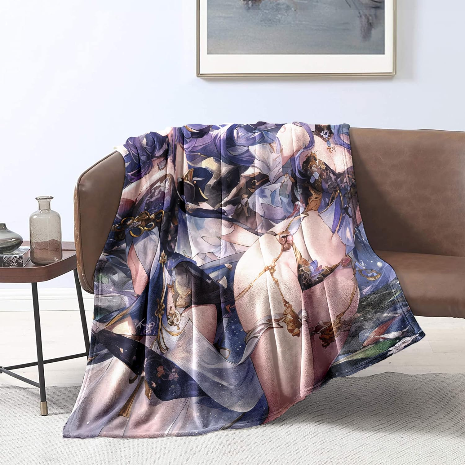 CHTLIFQ Genshin Impact Keqing 3D Flannel Throw Plush Blanket Couch Sofa Bed Office All Season Throw Blankets Kids Adults Crib 47.3x59 inches Flannel （120x150cm）