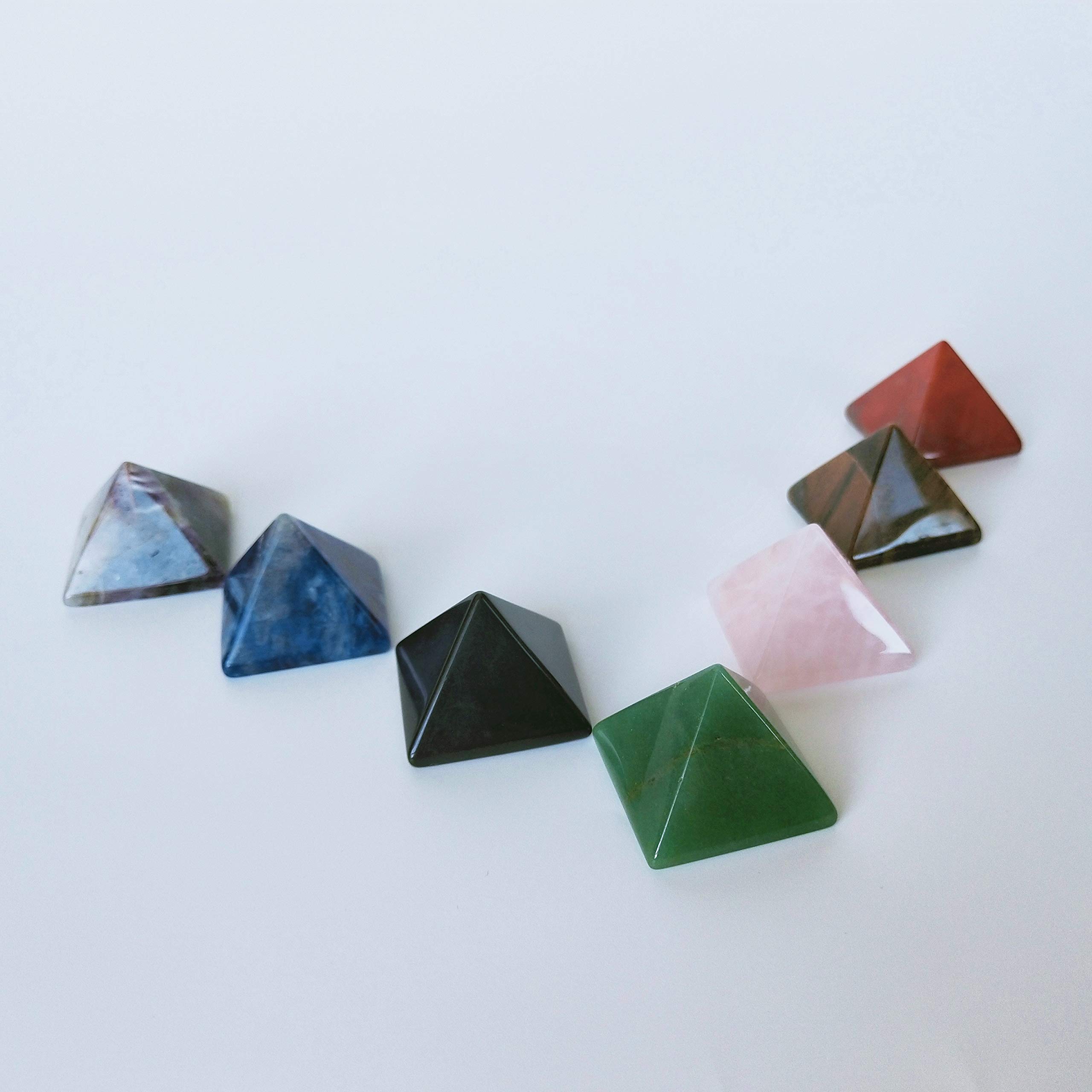 Mina Heal Set of 7 Crystal Pyramids of Natural Chakra Healing Stones, 1.5 inch