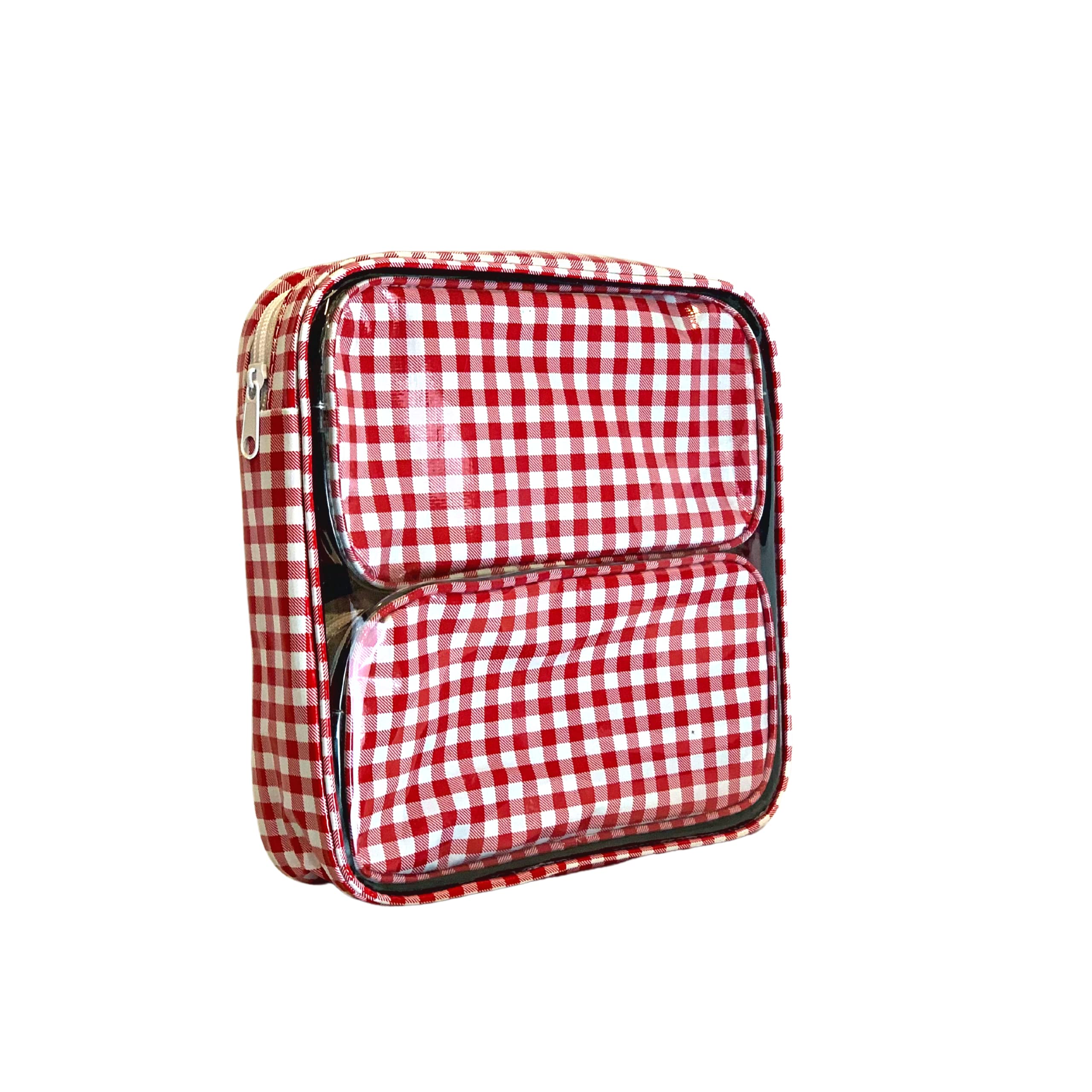Alux Reise-Make-up-Taschen, wasserdicht, mehrfarbig, Reise-Kulturbeutel-Set, große und mittelgroße Make-up-Taschen für Reisen und Kosmetik, kleine Make-up-Tasche, 3-teilig, Vichy-Rot