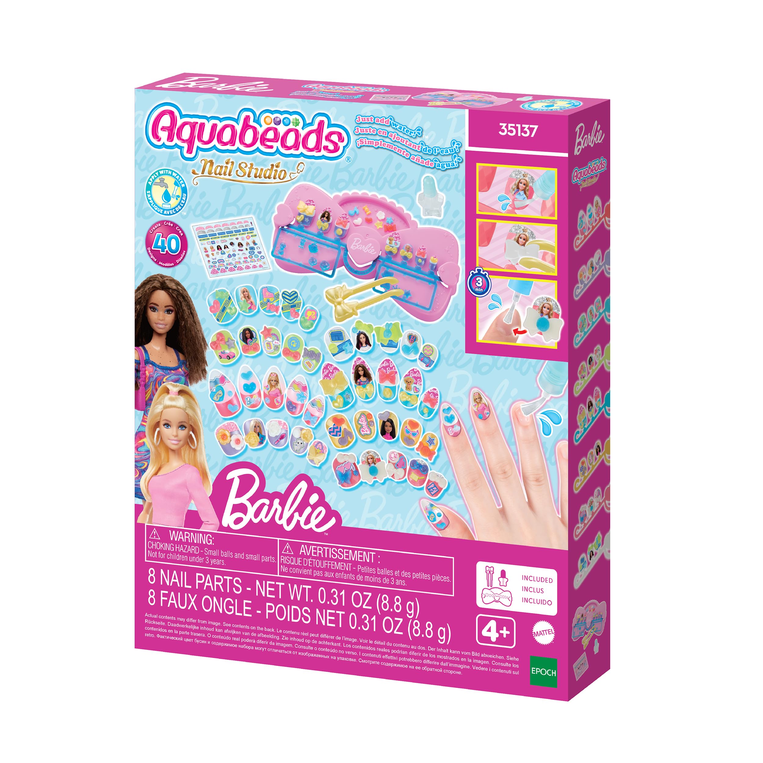 Aquabeads - 35137 Barbie Nail Designer Kit - Arts & Crafts Bead Activity Toy
