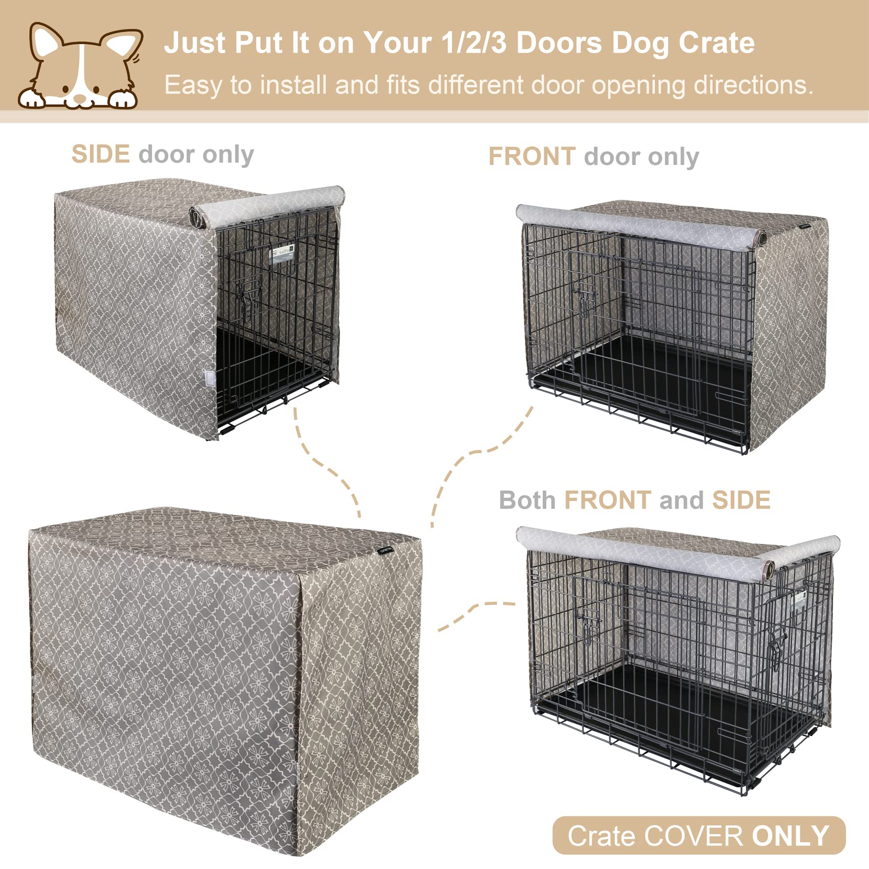 Explore Land - Copertura per gabbia per cani da 91 cm, in poliestere resistente, 1, 2, 3 porte, standard in metallo, recinto per cuccia per animali domestici (viola vintage)