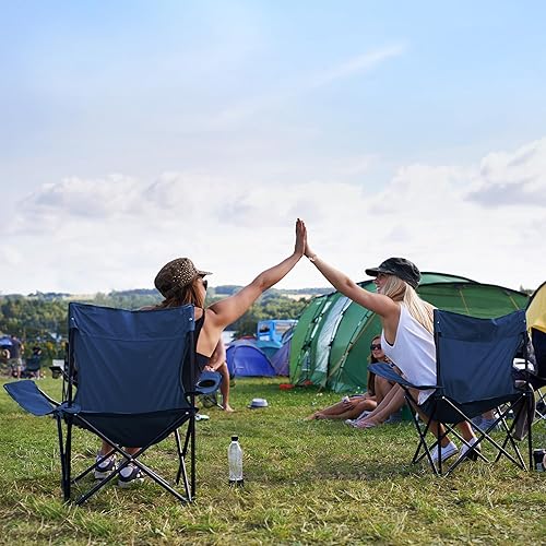 Miniatura 5 de 2 Pack Portable Camping Chairs Folding Lawn Chair Outdoor Lightweight Beach Chair with Cup Holder & Carry Bag for Outside Sports, Fishing, Hiking,