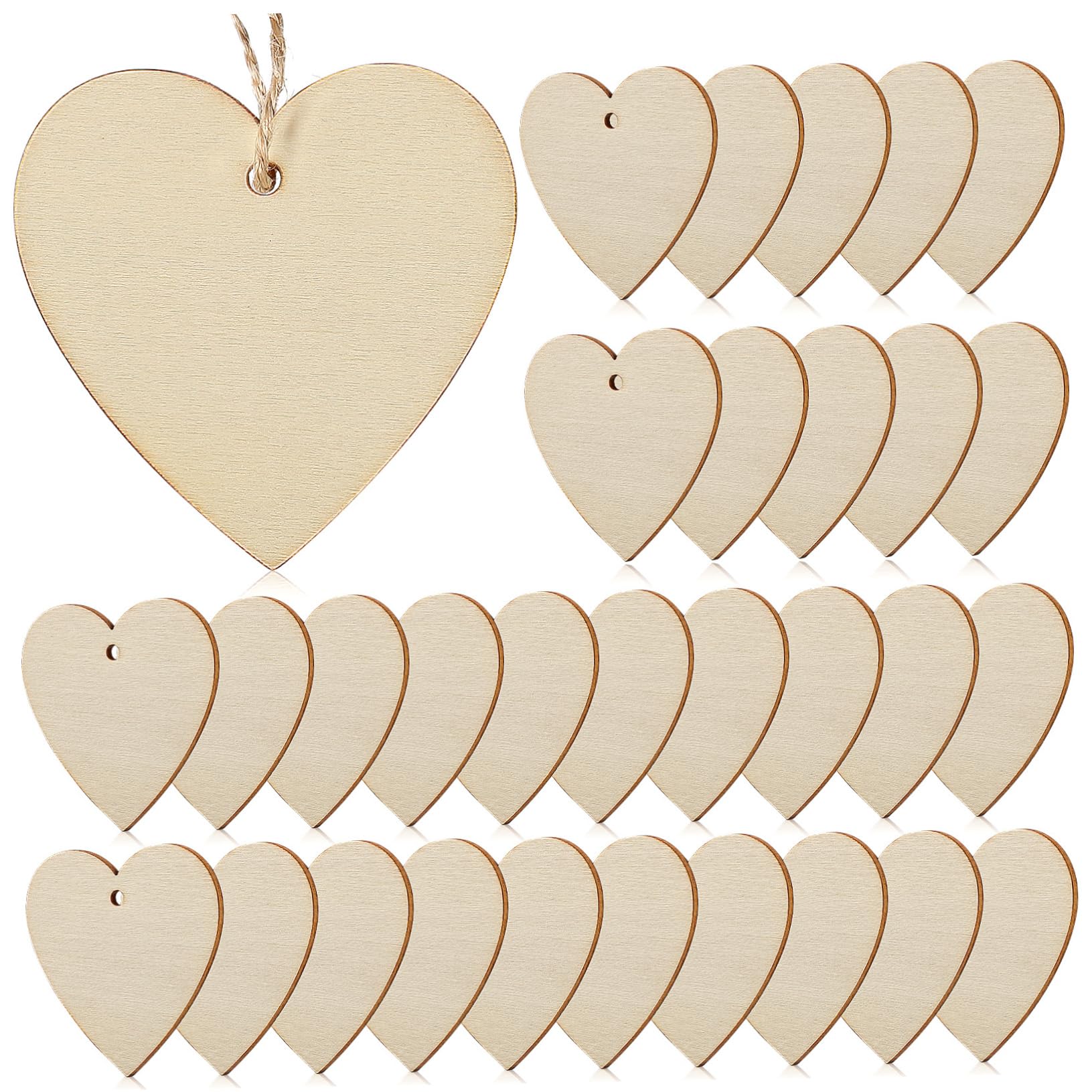 DOITOOL 300 Pièces Cœurs Découpés Non avec Corde Accessoires de Bricolage pour Décorations Mariages et Projets Diy