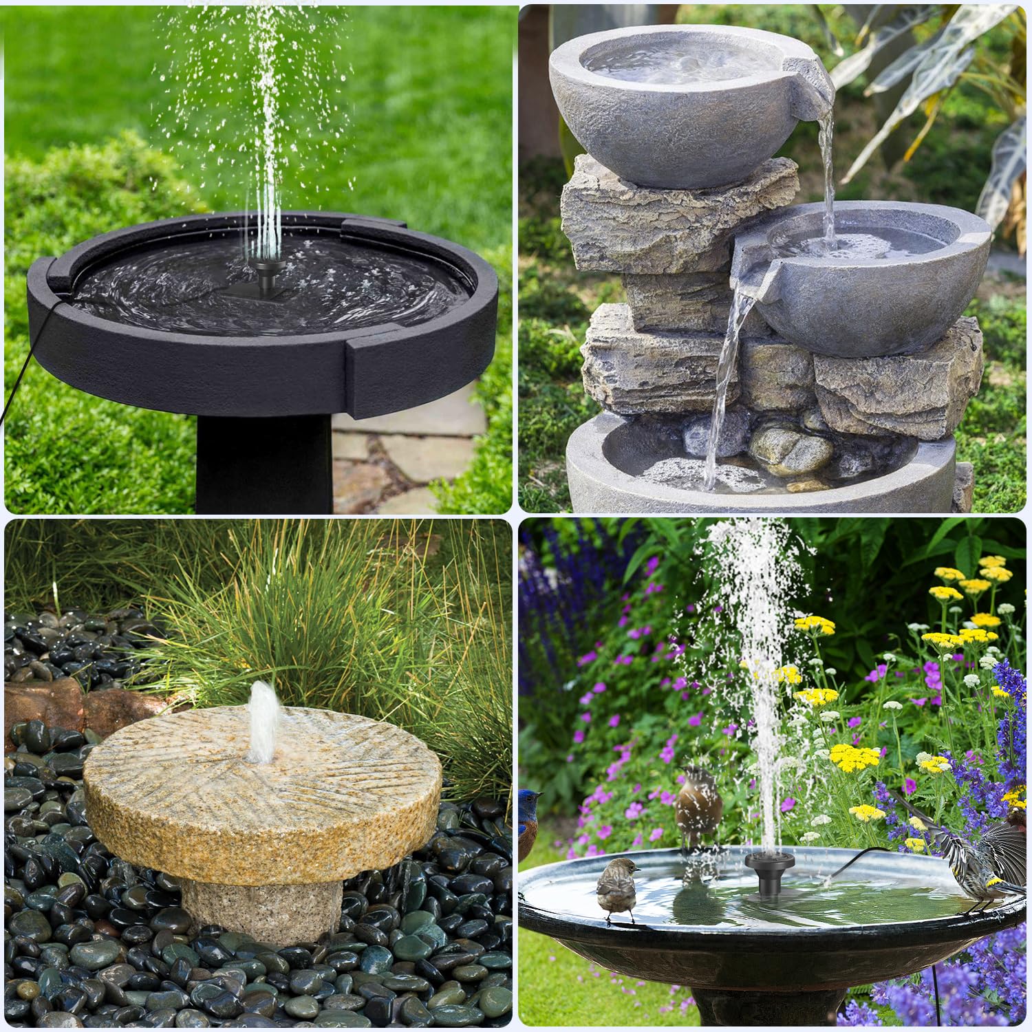 SZMP Fontaine Solaire, DIY 3.5W Solaire Flottant Extérieur Fontaine, Verre Pompe Bassin Solaire avec 8 Buses & 3M Câble Solar Fountain pour Bain d'oiseaux Aquarium Jardin