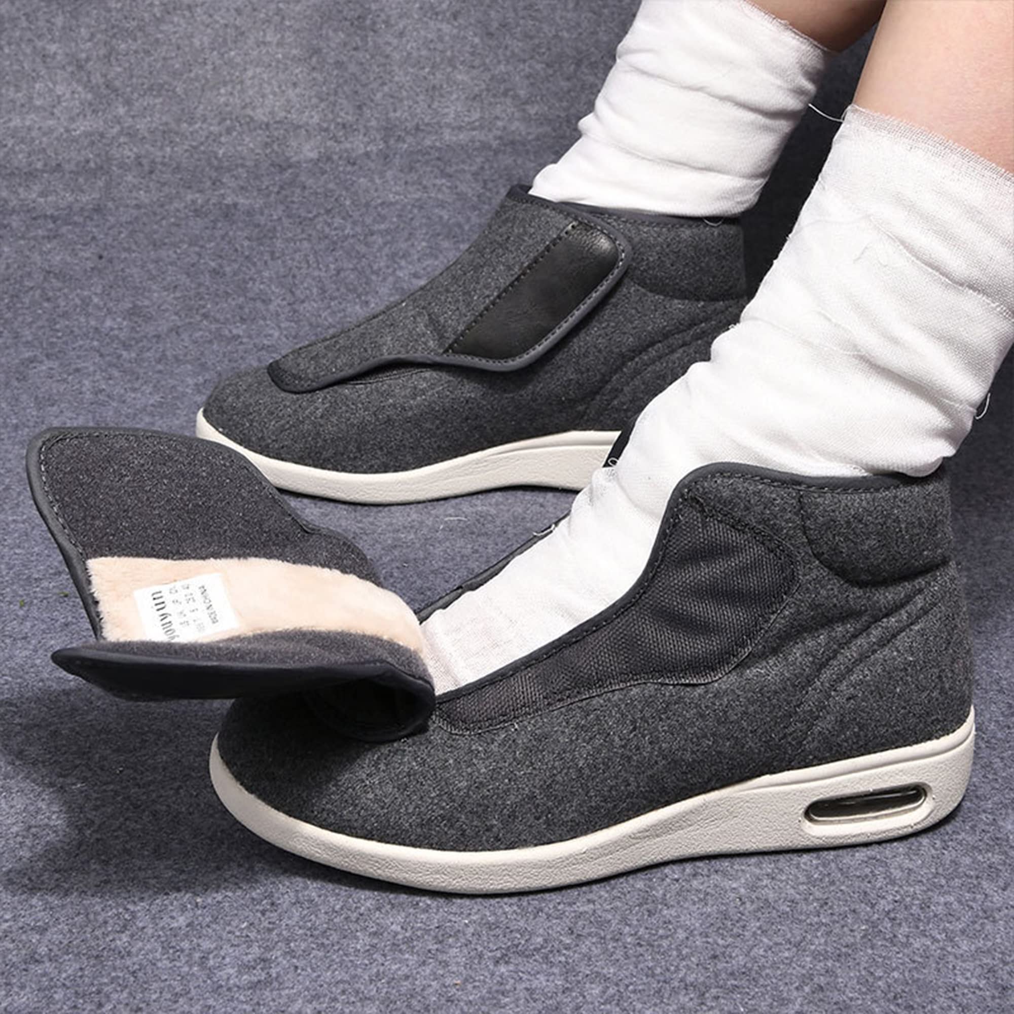 Zapatos para Diabéticos para Hombre Zapatillas Extra Anchas para Artritis Pies Hinchados Zapatillas Ajustables Transpirables Antideslizantes para Ancianos En Invierno