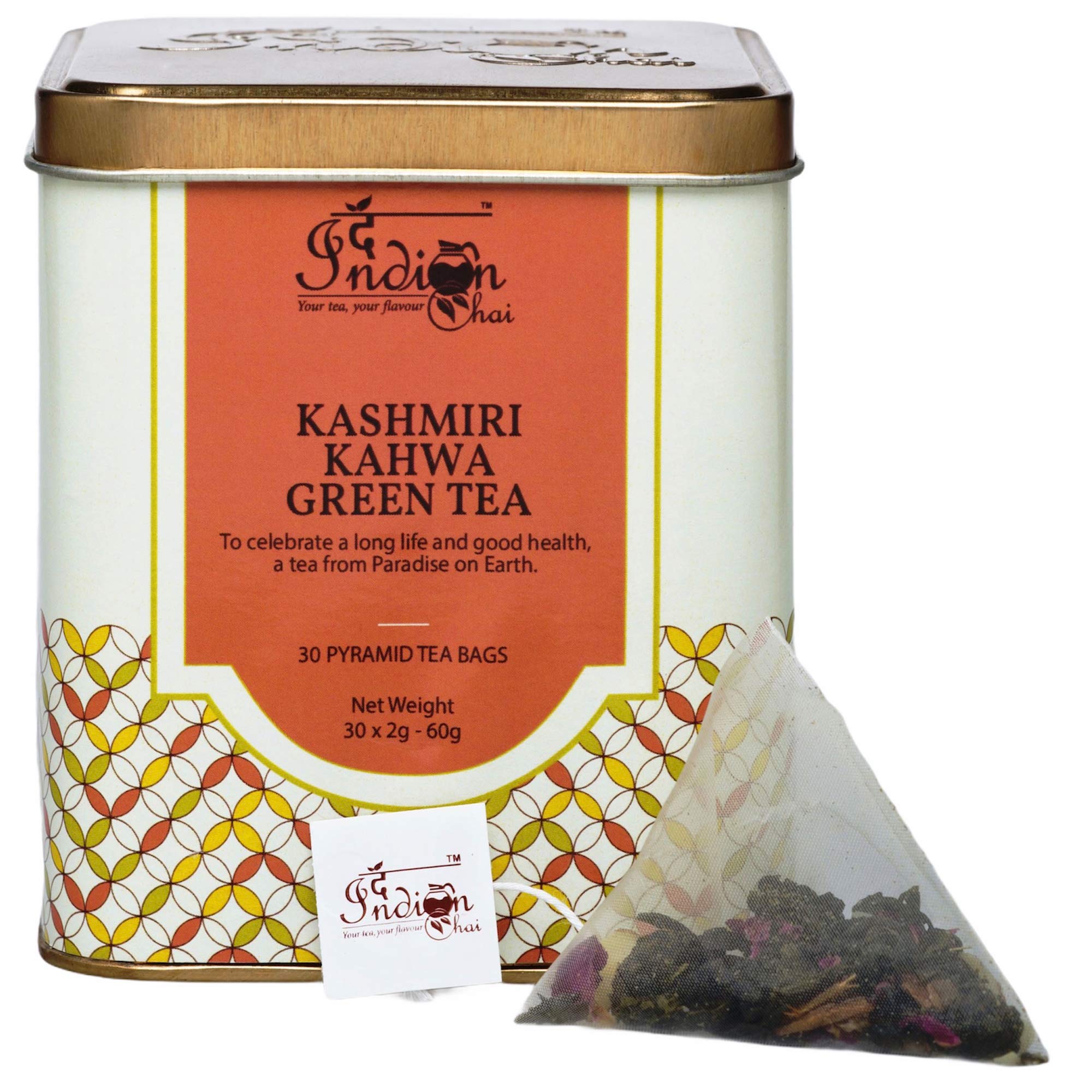 The Indian Chai - Kashmiri Kahwa Green Tea 30 Pyramid Bags, Whole Leaves Green Tea with Almonds, Cardamom, Clove, Cinnamon, Ginger, Rose Petal and Saffron (B08WCD1TWG) Amazon Price History, Amazon Price Tracker
