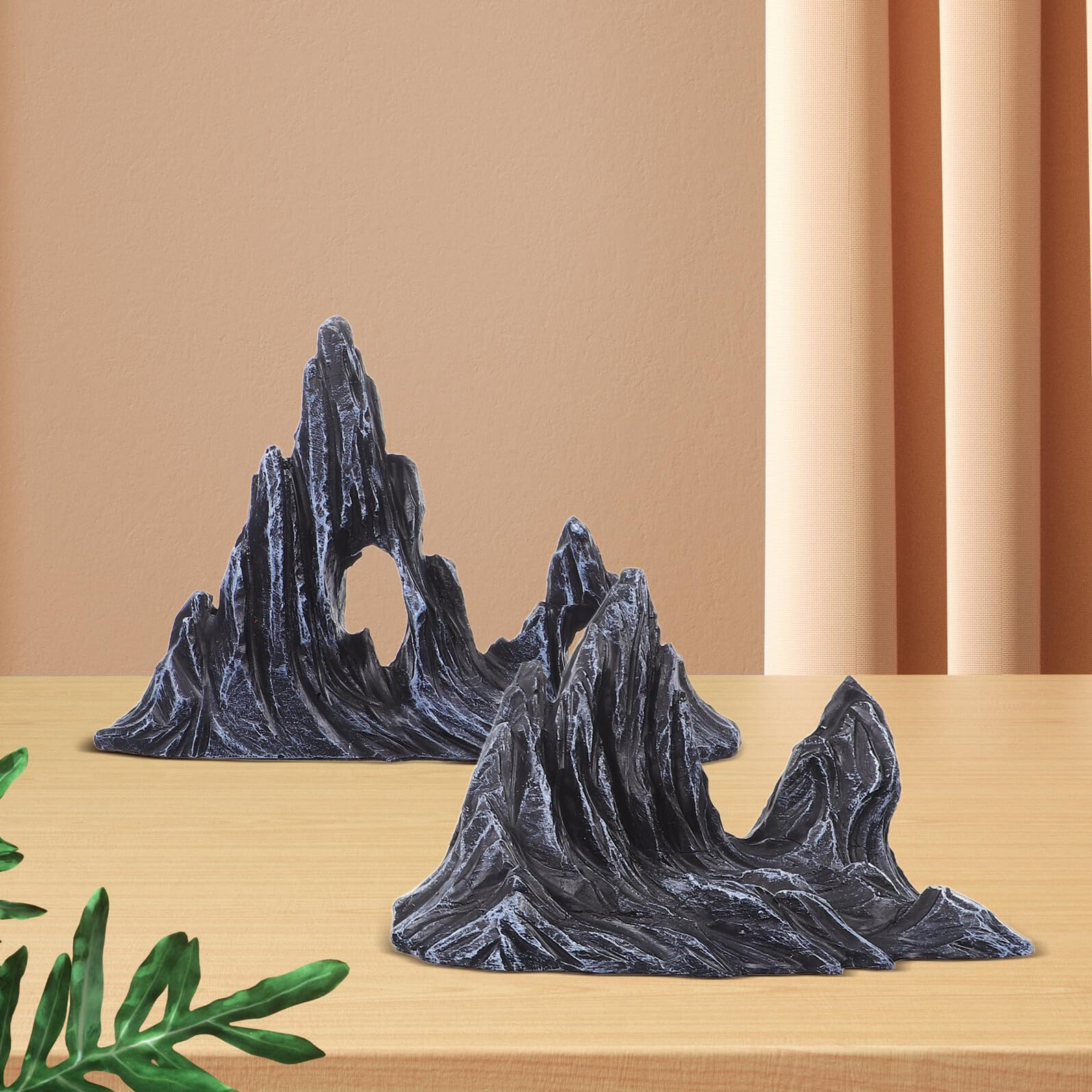 PRETYZOOM 2 Piezas Adornos Paisajísticos para Peceras De Montaña Artificial De Resina Figura De Roca para Acuarios Decoración De Montaña para Peceras Escondite para Peces y Gambas De Decorac