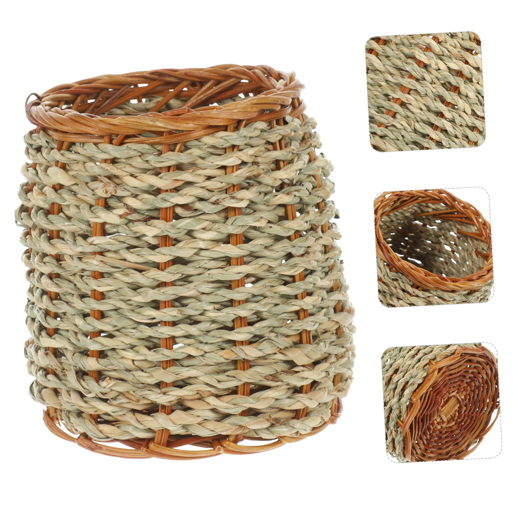 SHINEOFI 3piezas Organizador De Escritorio Woven Pen Holder De Natural Portalápices De y Decoración Para Almacenamiento De Utensilios De Papelería