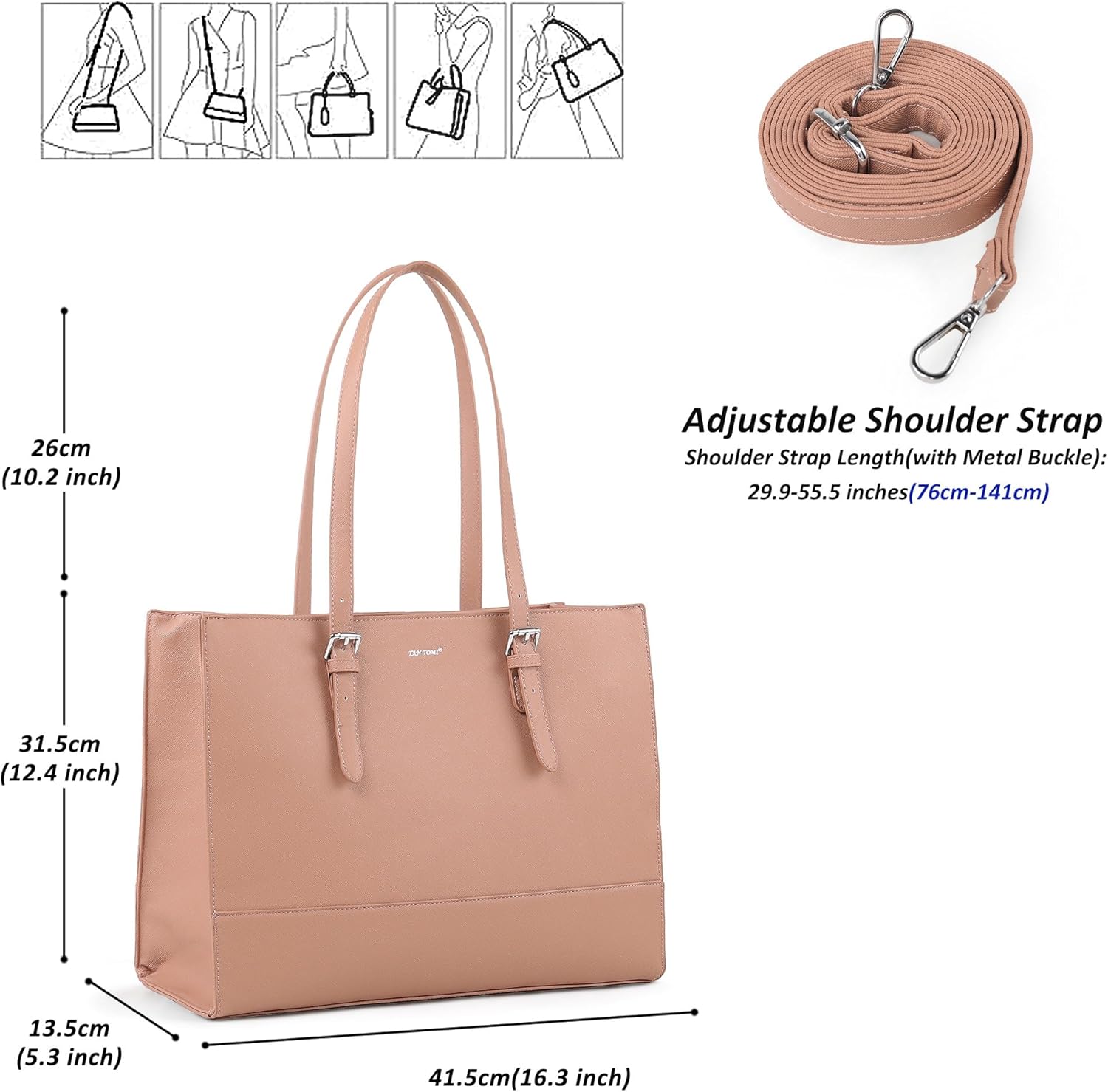 TANTOMI Laptop Tote Bag for Women, 15.6 Inch Work Bag Computer Business Shoulder Bag Office Briefcase Purse and Handbag