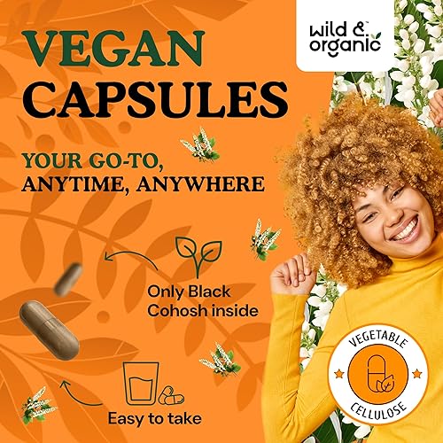 Miniatura 4 de Wild & Organic Cápsulas de cohosh negro, 90 unidades, suplemento de apoyo a la salud de la mujer