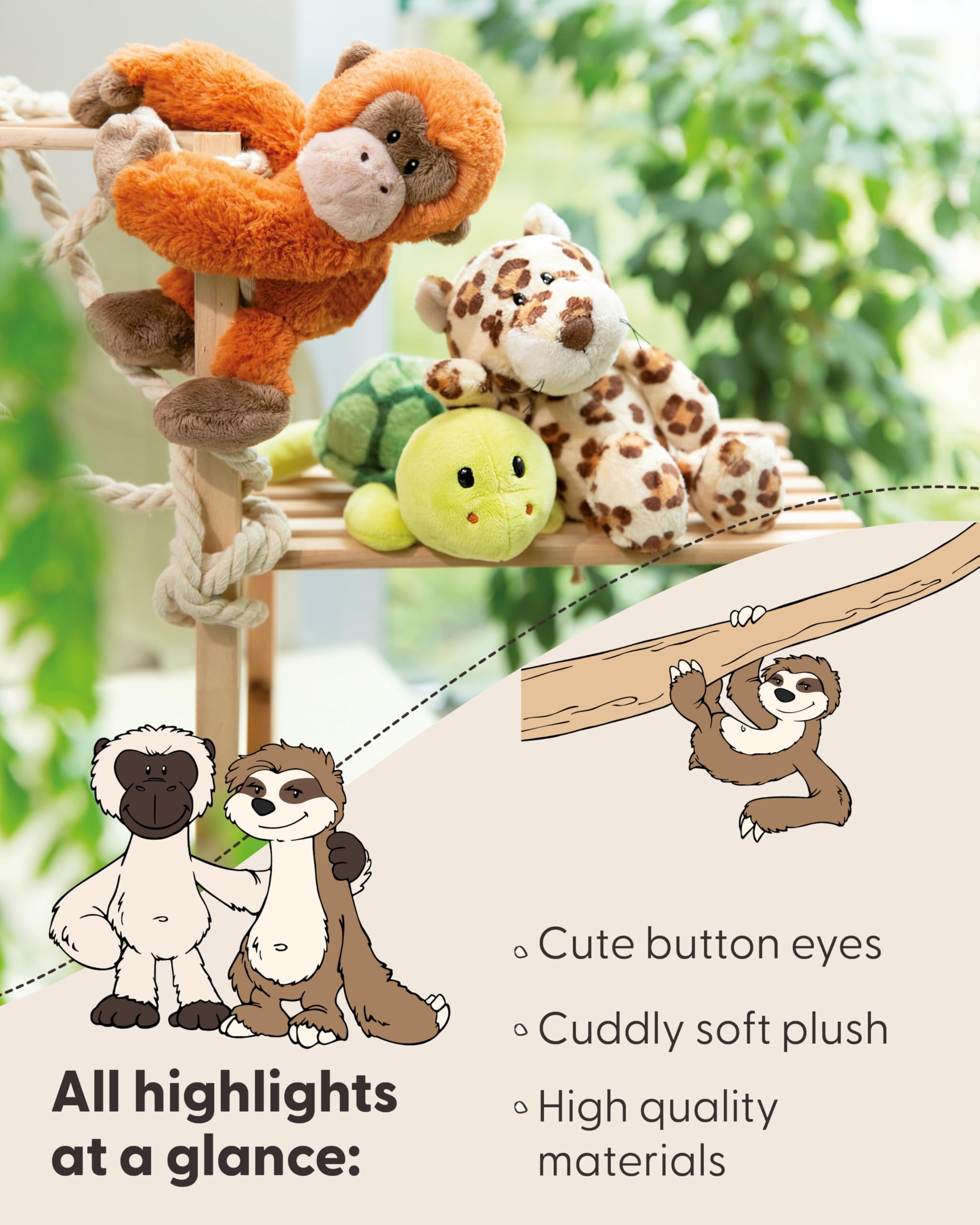 NICI ZOO FRIENDS cuddly toy orangutan 20cm wiggling - cute soft toy for cuddling and playing cuddly toy for cuddly toy lovers - 49816 - Image 4
