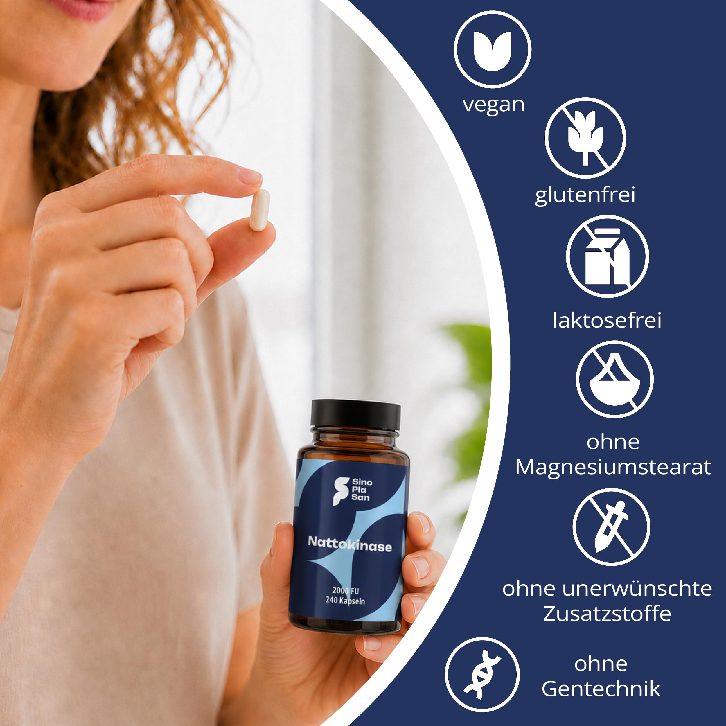 Nattokinase 100mg pro Kapsel | vegan | 20.000 FU | ohne Vitamin K1 & K2 | ohne mikrokristalline Cellulose & Magnesiumstearat | 240 Kapseln