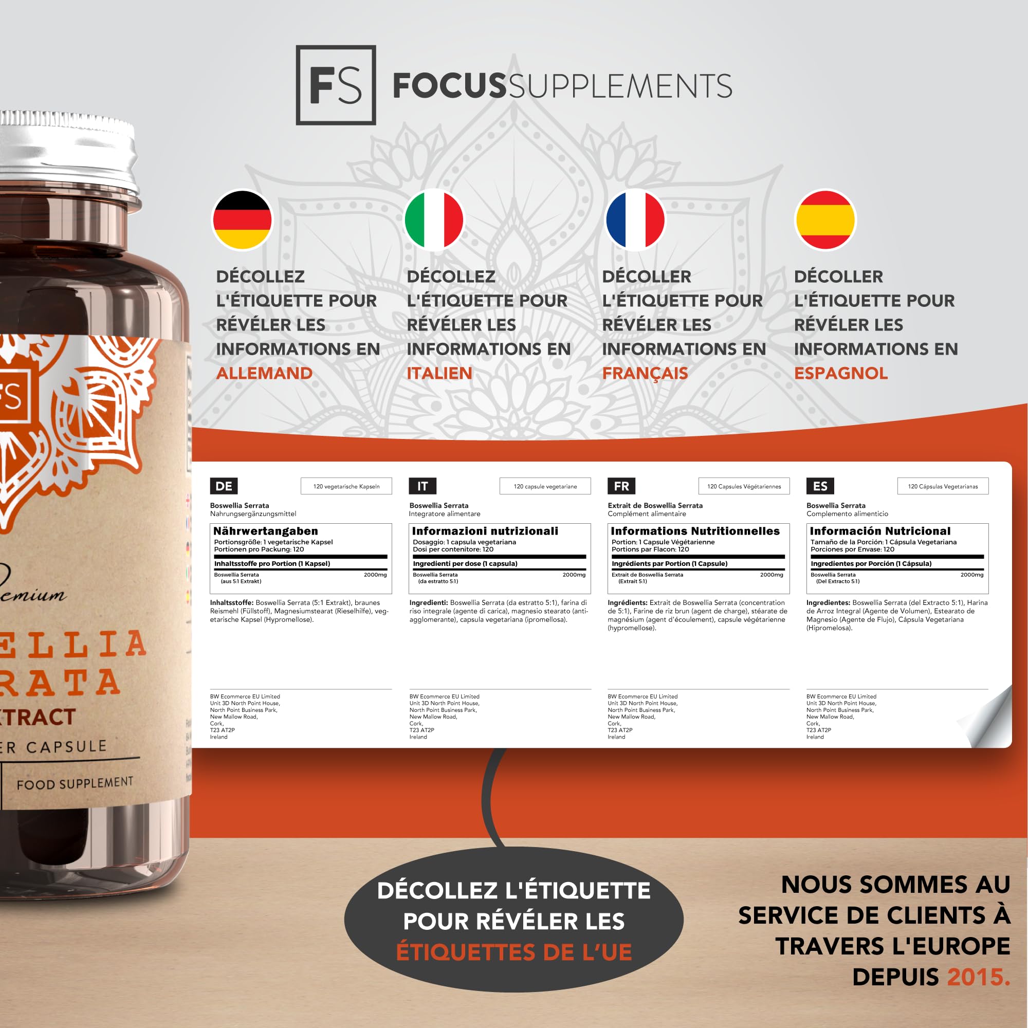 FS Boswellia Serrata | 120 Boswellia Haute Teneur Gélule - 5:1 Extrait 2000 mg par Portion | Sans OGM Sans Gluten Sans Produit Laitier | Fabriqué au Royaume-Uni