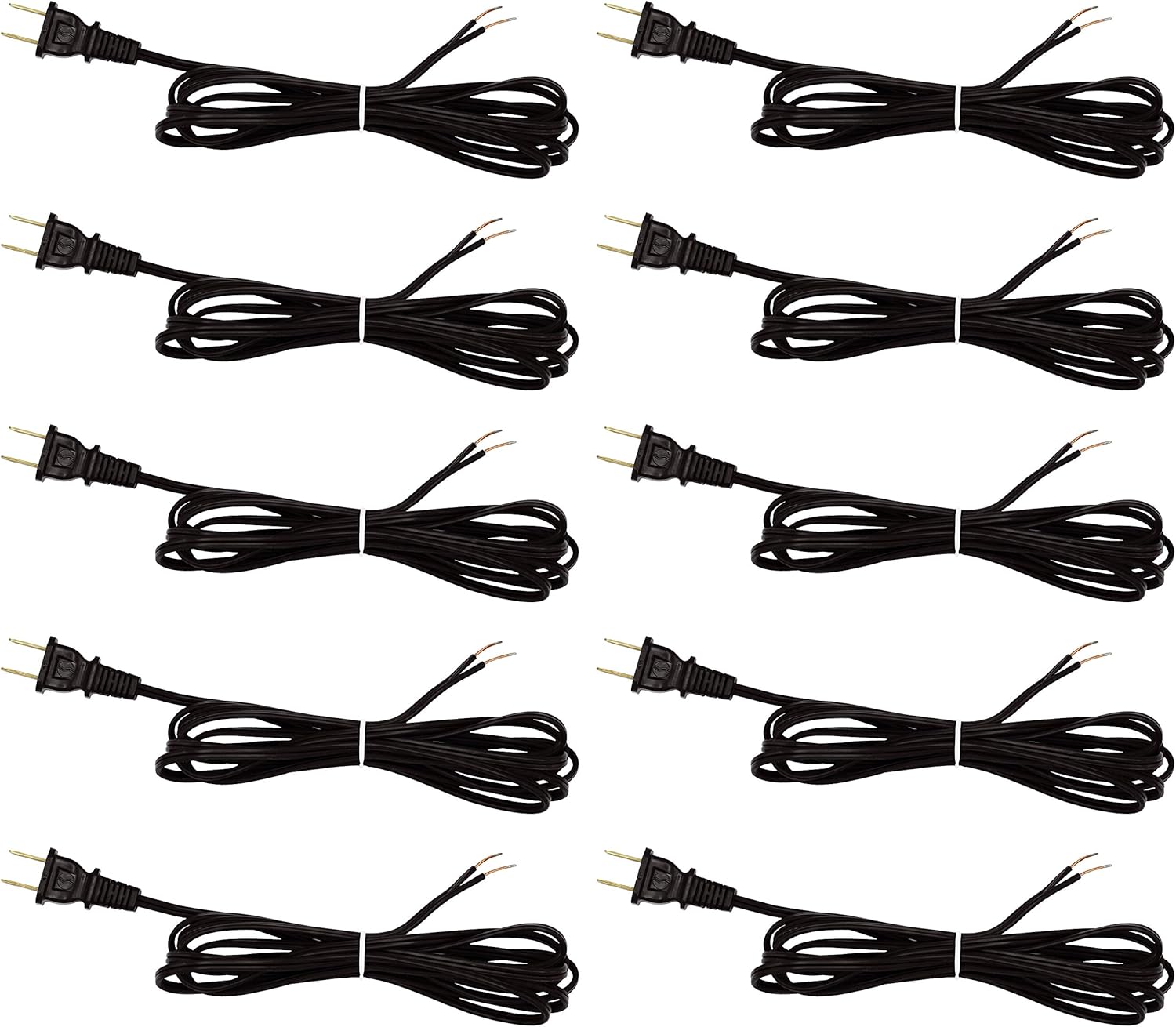 Creative Hobbies Black Lamp Cord - 12 Foot Long, SPT-1 18 Gauge, UL Listed Power Cord for Floor Lamp Repair or Replacement | 10 Pack