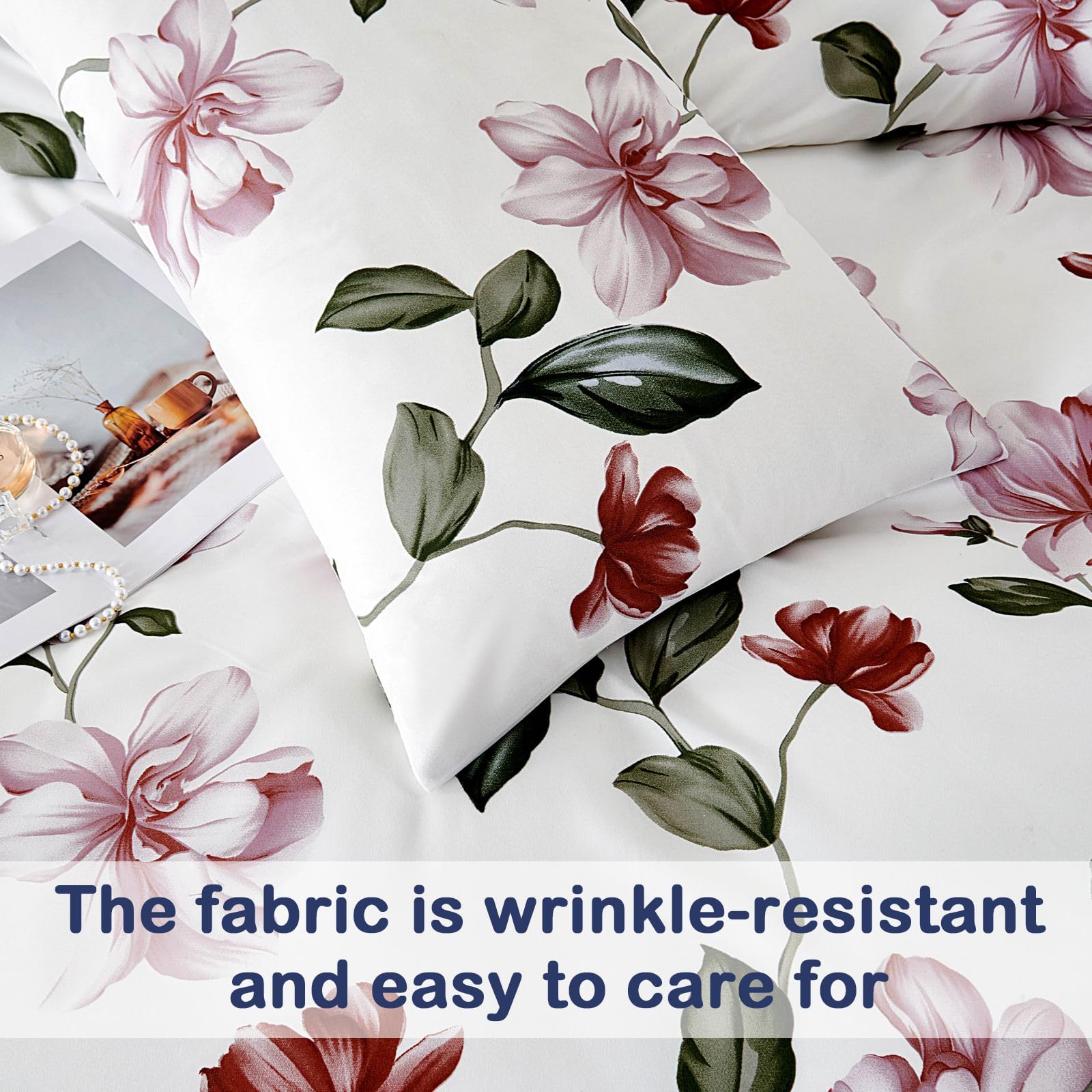 Set Lenzuola Singolo in Microfibre 90x190/200cm, Completo Lenzuola Letto con 1 Federe 50x80 in Stampa, Lenzuola Sopra e Lenzuolo con Angoli, Comfort e Morbidezza, Fiori