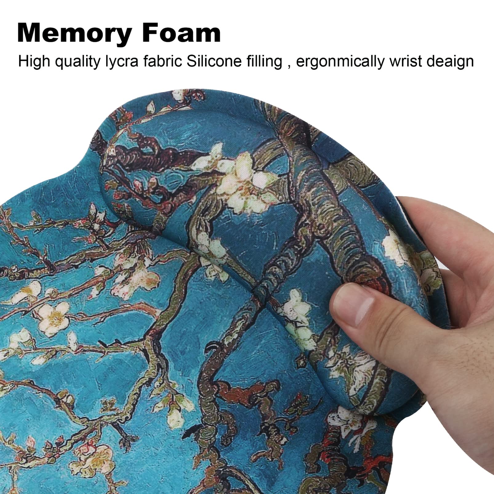Hosimoln Tappetino poggiapolsi, tappetino mouse ergonomico con memory foam, tappetino supporto polso mouse in gomma antiscivolo per giochi di lavoro 25x23 Meihua036