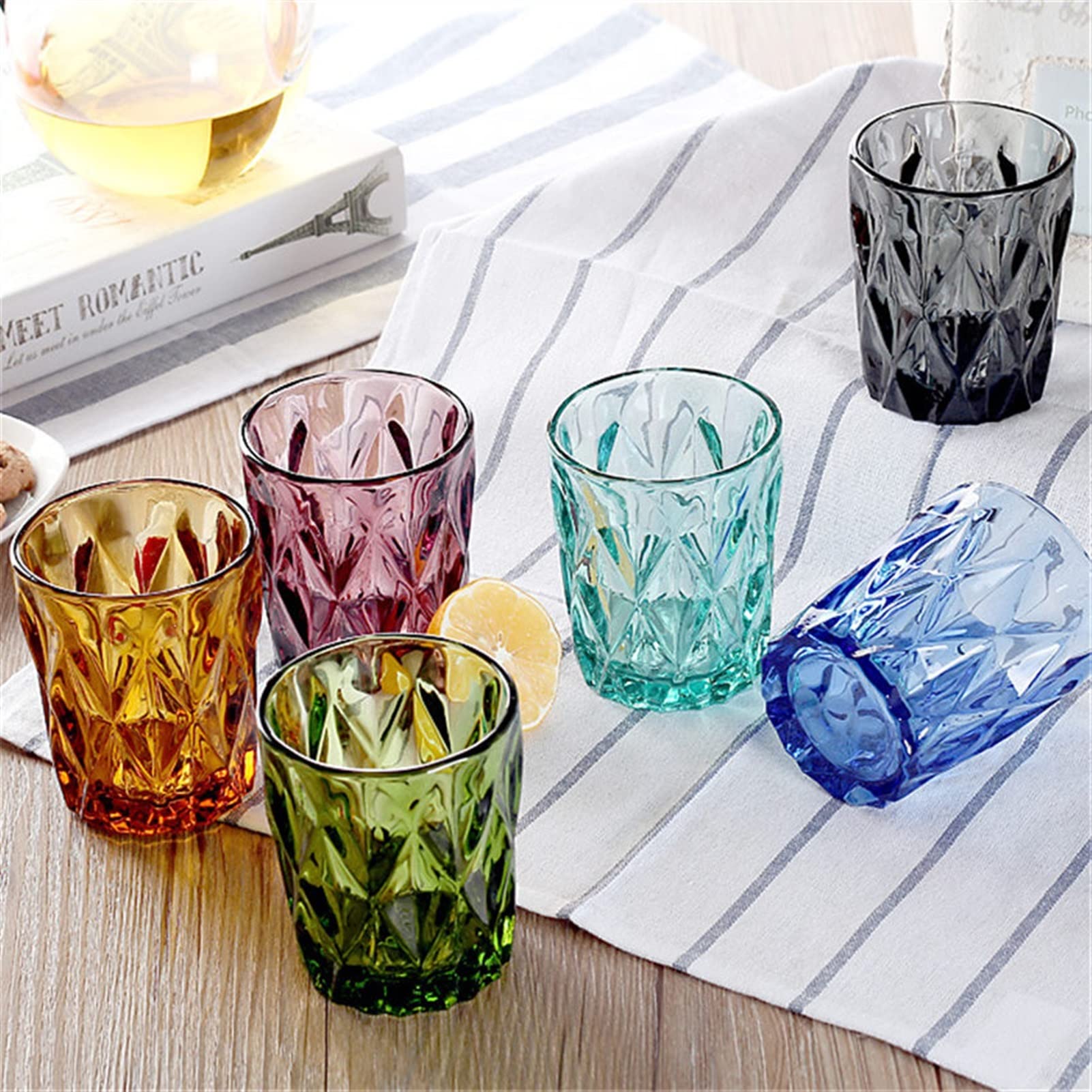 Szklane kubki do kawy szklanki do wody do soku piwa herbaty mleka wina 4-częściowy zestaw kubek do zimnego napoju gospodarstwo domowe napoje imprezowe (240 ml) szklane kubki do kawy