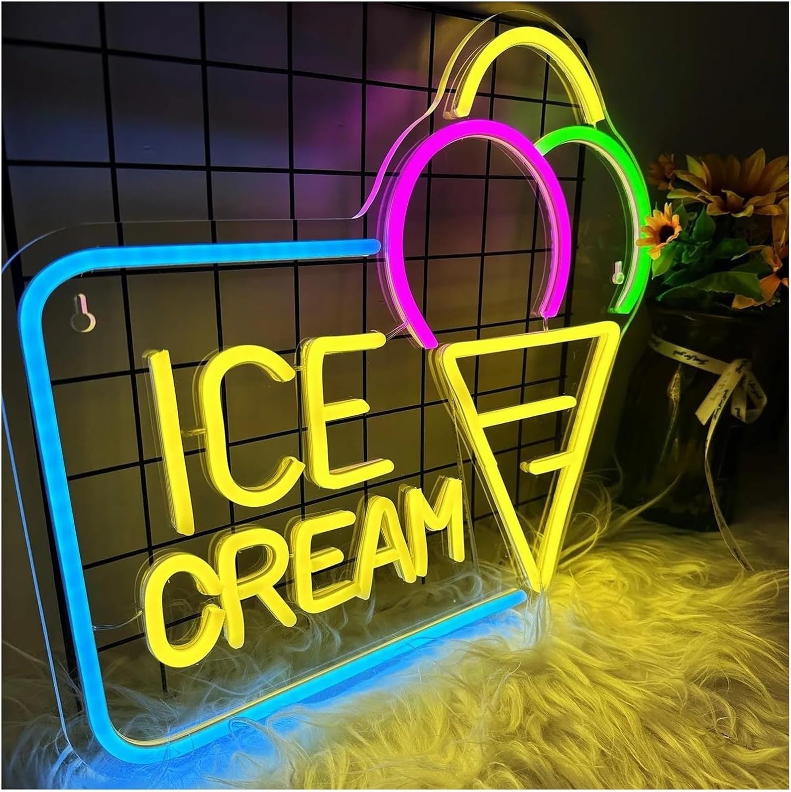 Luci al neon personalizzate, gelato, festa, casa, negozio