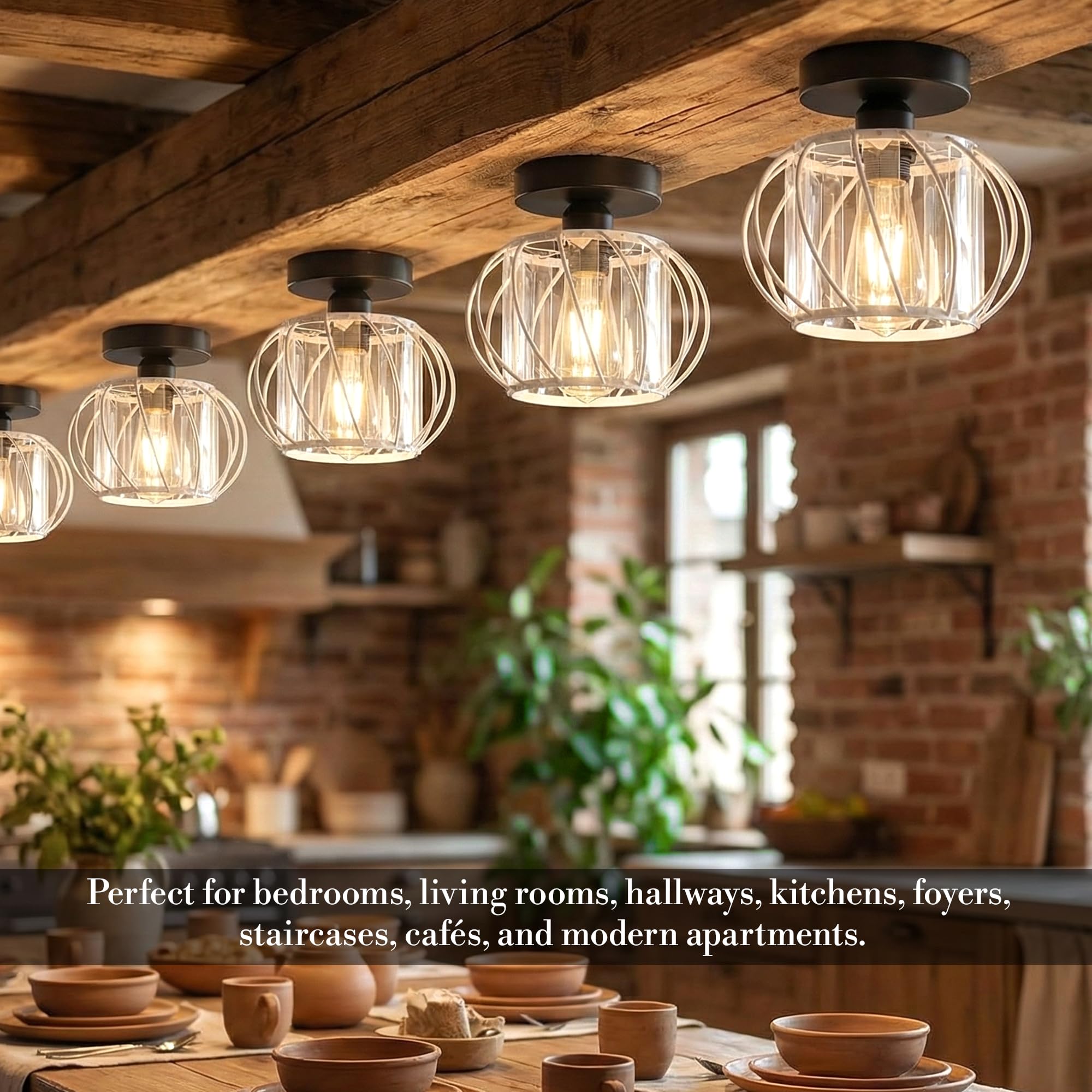 E27 ceiling light fitting with vintage filament bulb