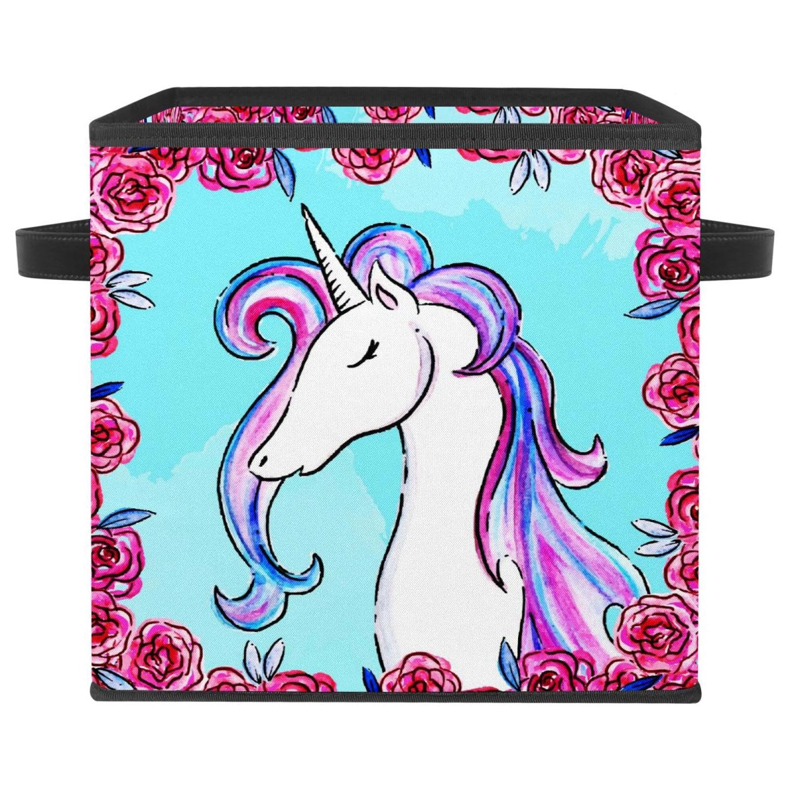 Boîte de rangement pliable licorne pour organiser les jouets du salon