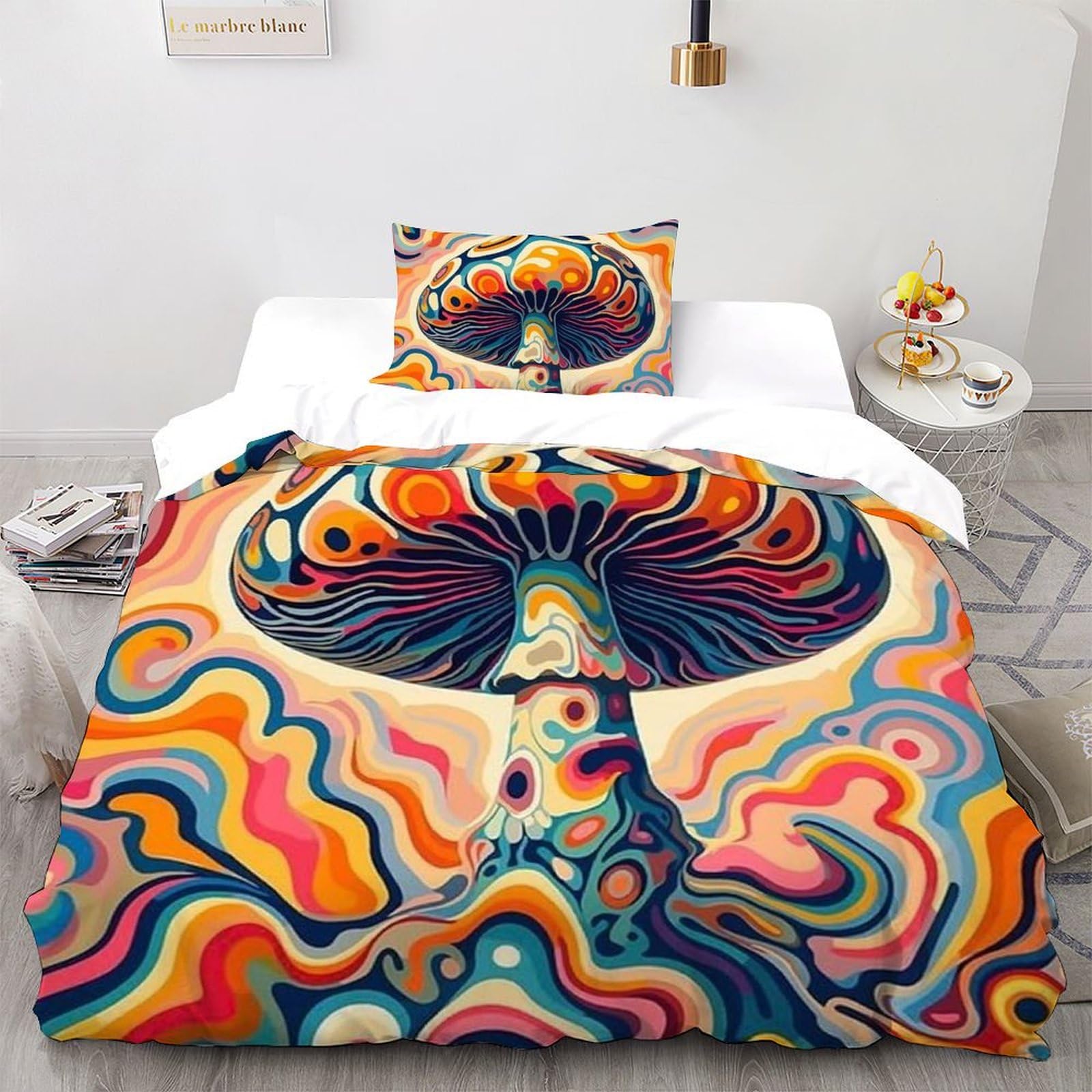 Parure de lit champignons colorés pour sublimer la décoration d'une chambre d'adulte