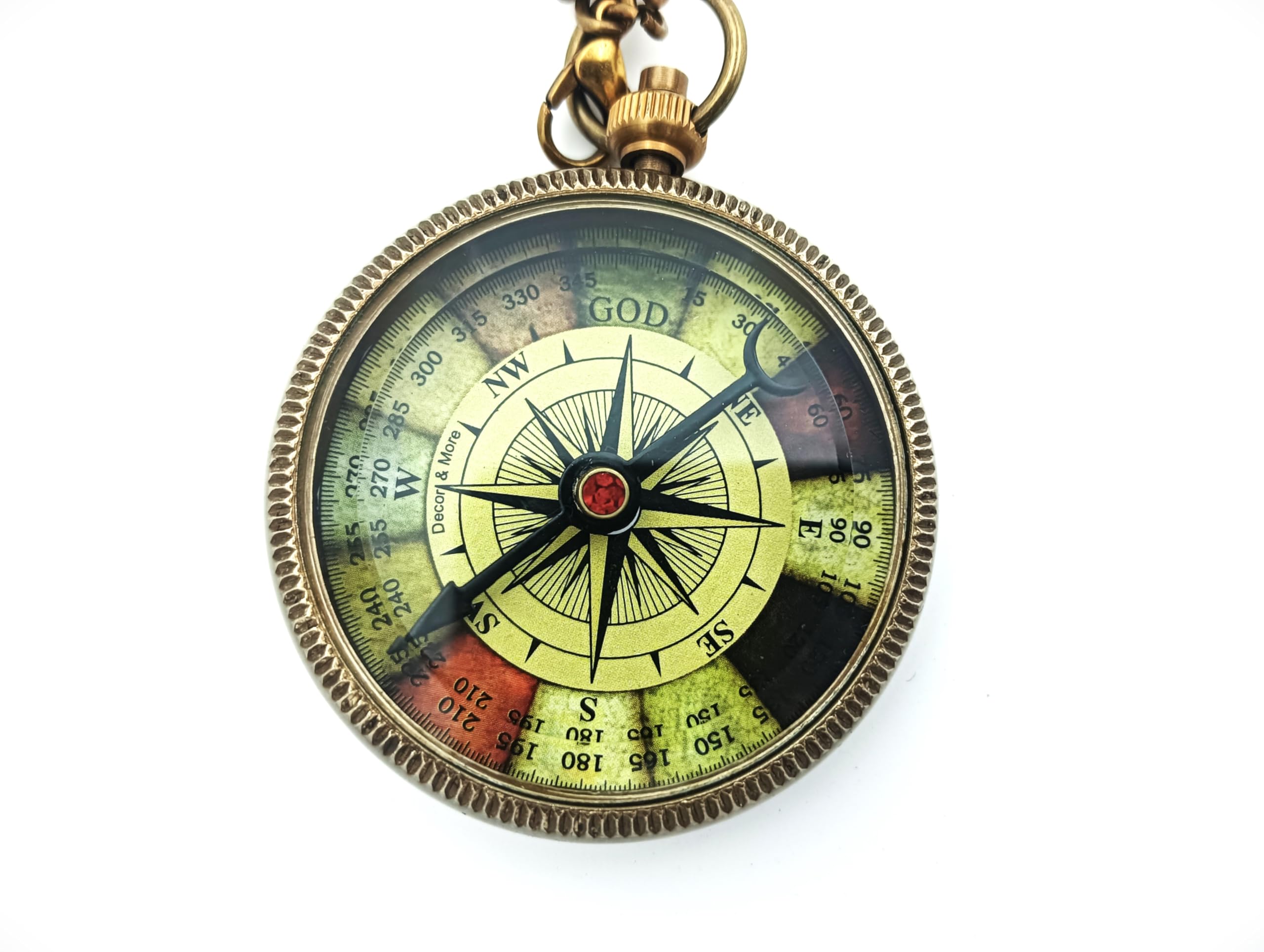 Vintage Brass Compass with Biblical Quote, Proverbs 3:5-6 Engraved, Double-Sided Pendant with Chain-picture-13