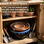AVLA 3 Pack Ceramic Flower Pots, Gardening Drip Glazed Planter, Plant Pot with Drainage Hole and Saucer, 7/5/4 Inch Rustic Houseplant Container for Succulent Herbs Cactus Orchid, Home Indoor Outdoor