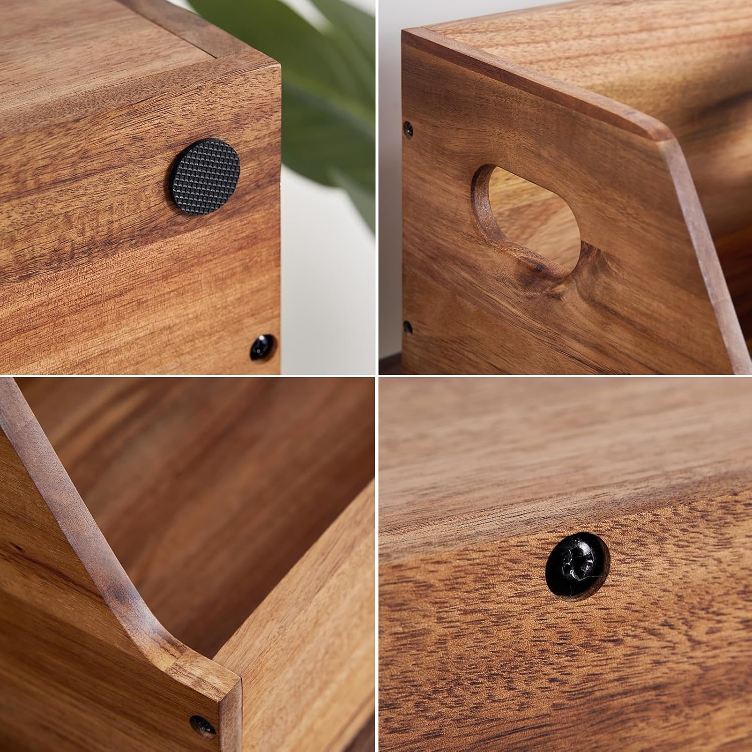 Acacia Wood Vinyl Record Storage Crate - Classic Cube Record Holder, Album Organizer Case Box for 60+ Records, Home Decor and Collection Display