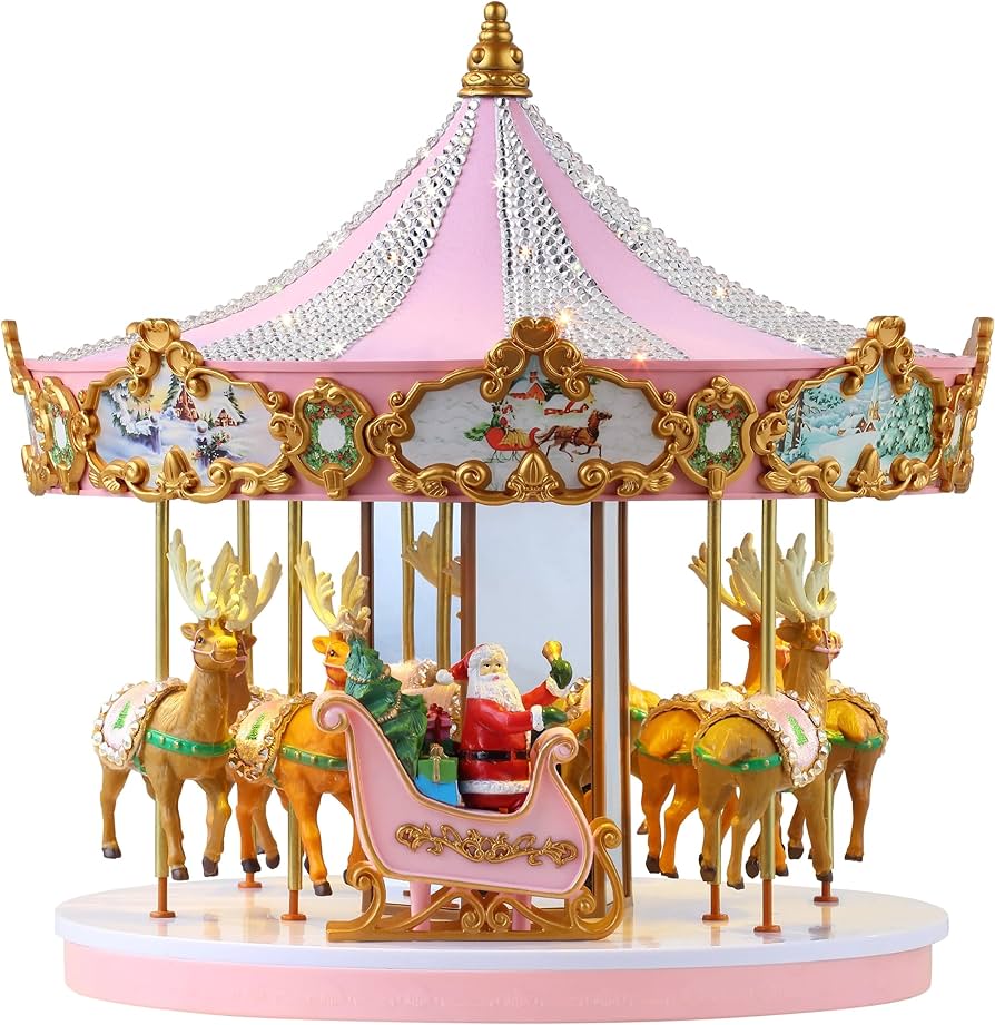 Amazon.com: Mr. Christmas Animated Musical Pink Crystal Carousel
